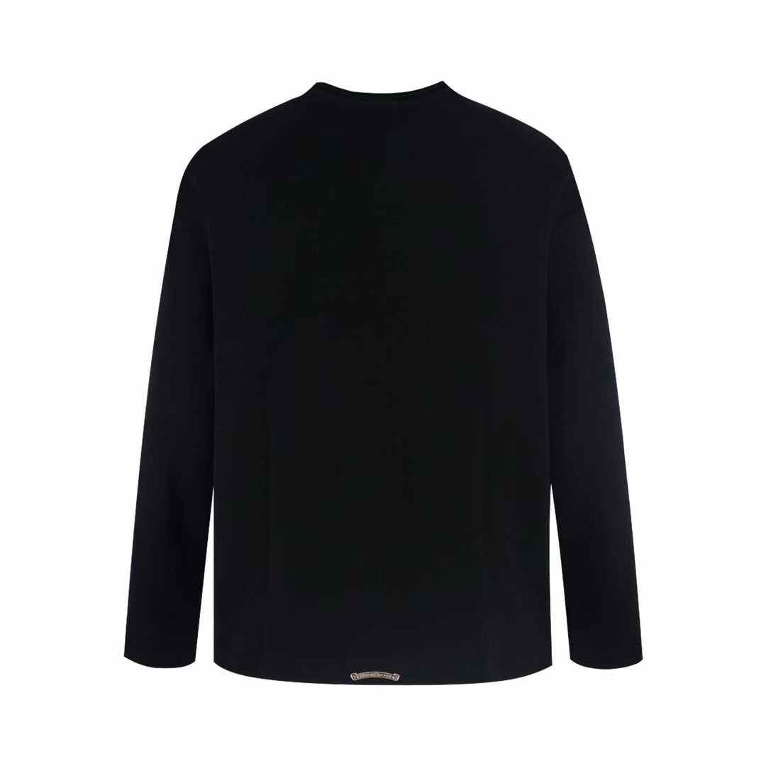 Chrome hearts henley collar waffle sweatshirt black