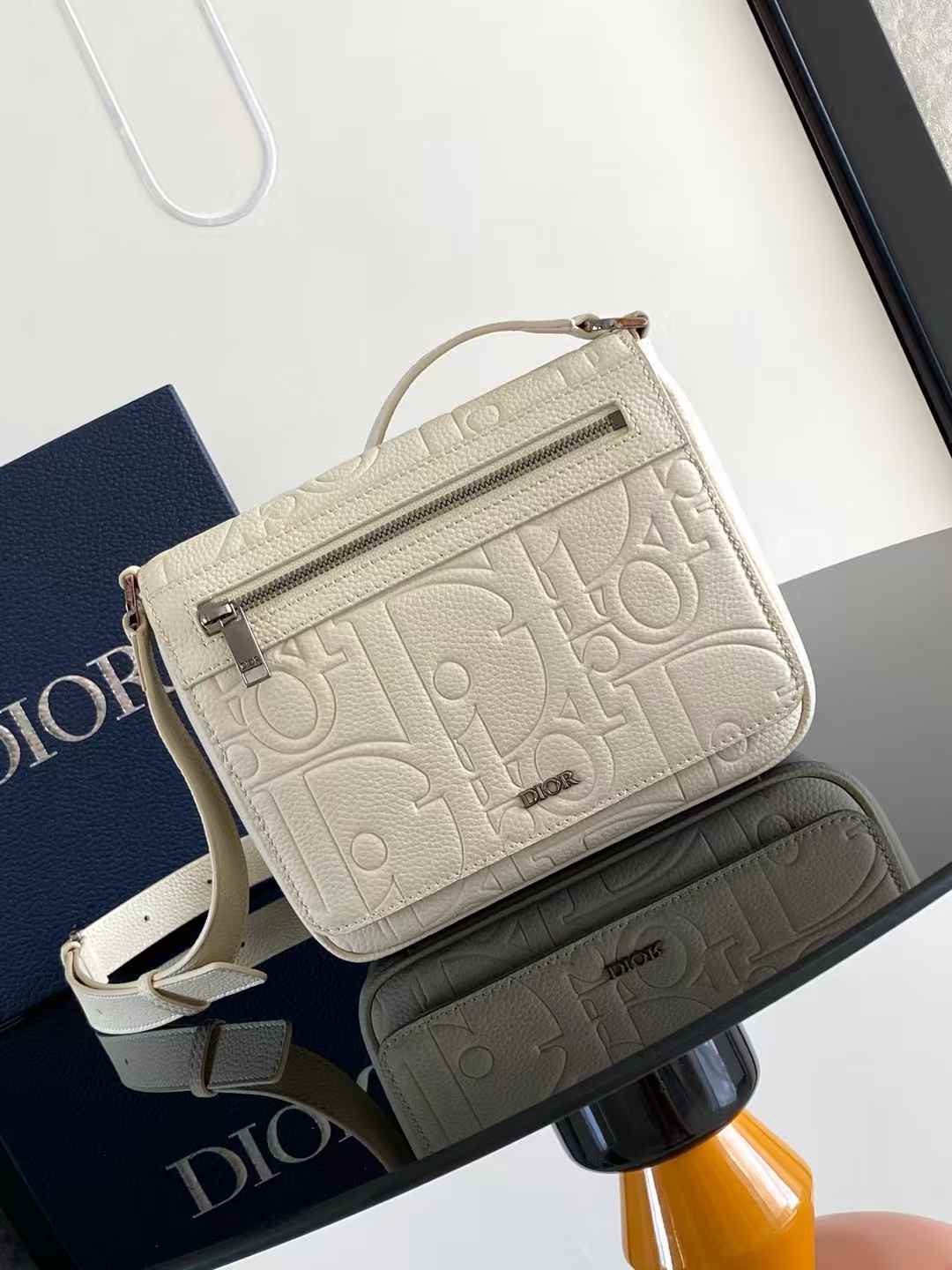 Dior Hit The Road messenger bag Gravity leather grained calfskin Beige