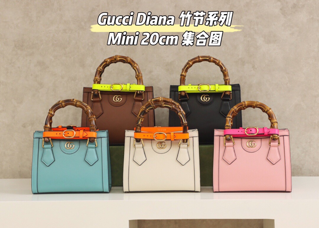 Gucci 655661 Diana Mini Tote bag bamboo handle Pink Size 20*16*10cm