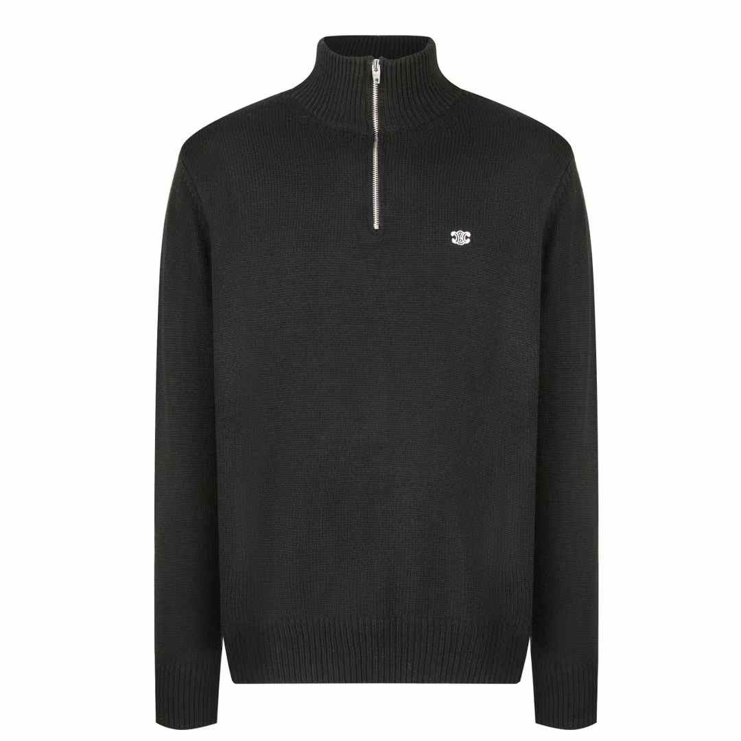 Celine Triomphe Trucker Sweater in black wool