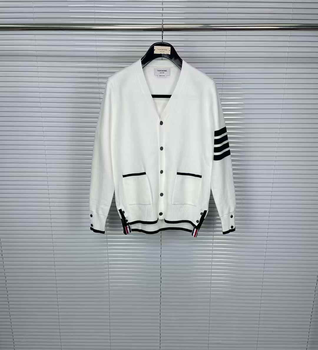 Thom Browne 4-Bar cardigan in white