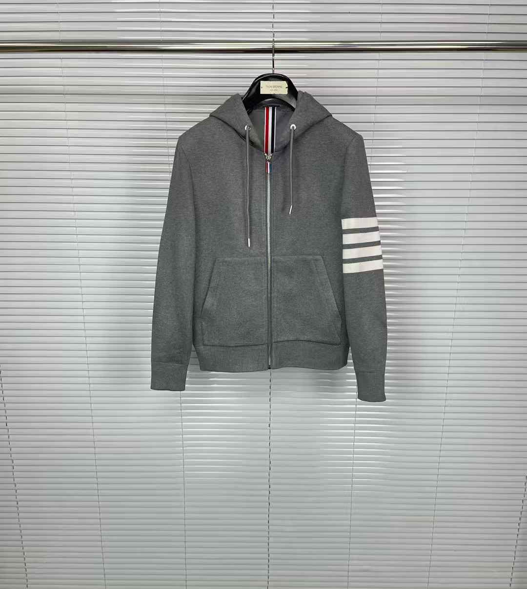 Thom Browne Classic Loopback 4-Bar Full Zip Hoodie