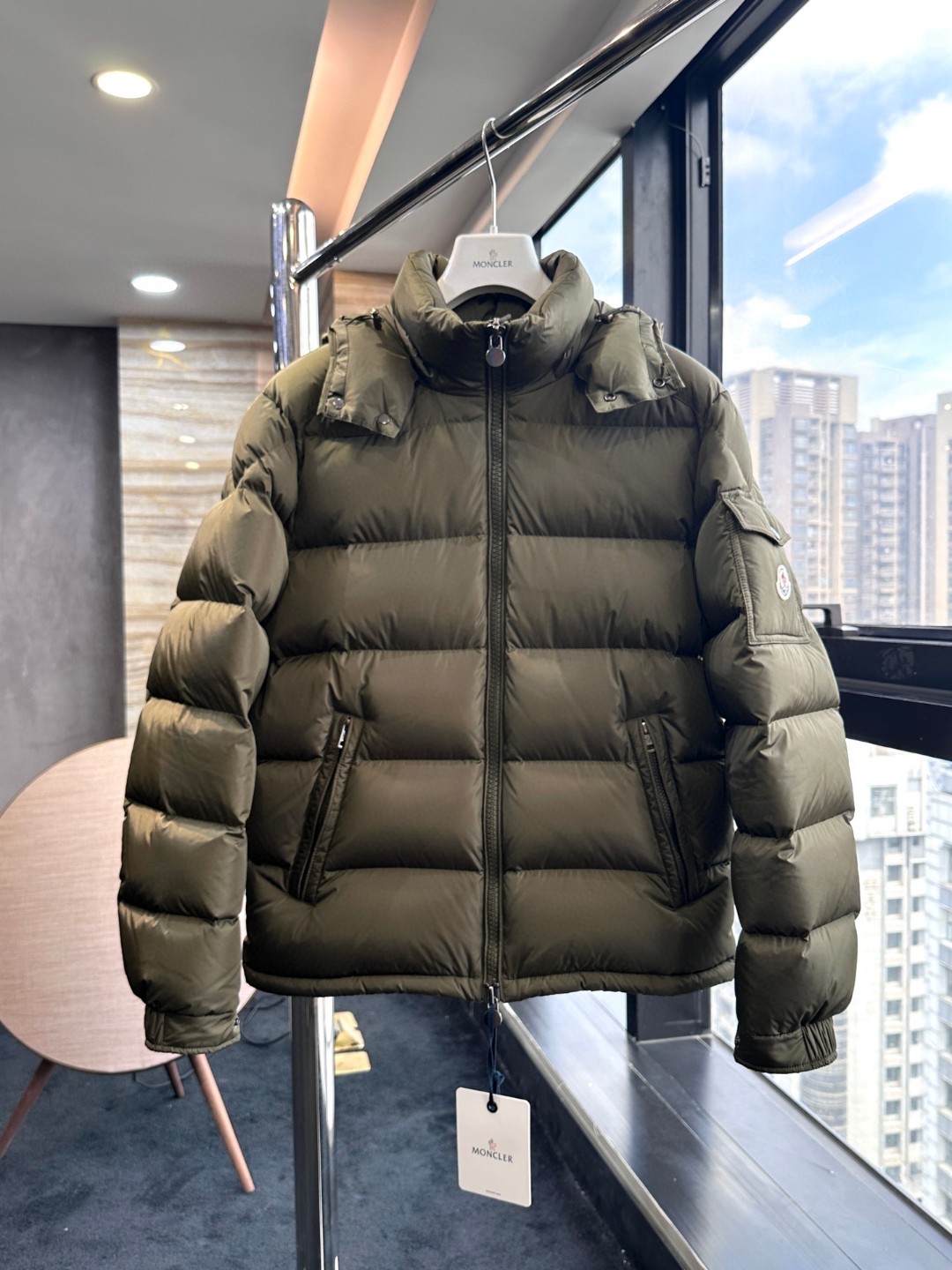 Moncler Maya Matte Short Down Jacket in green