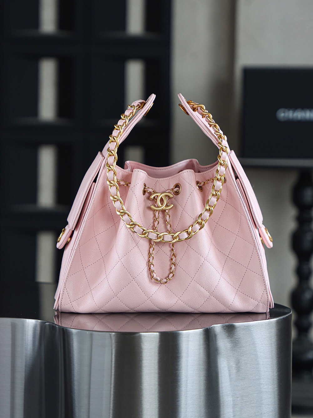 Chanel 25 Bag HoHo Small impala Leather Pink 24K Retro Gold Size 30*26*14cm