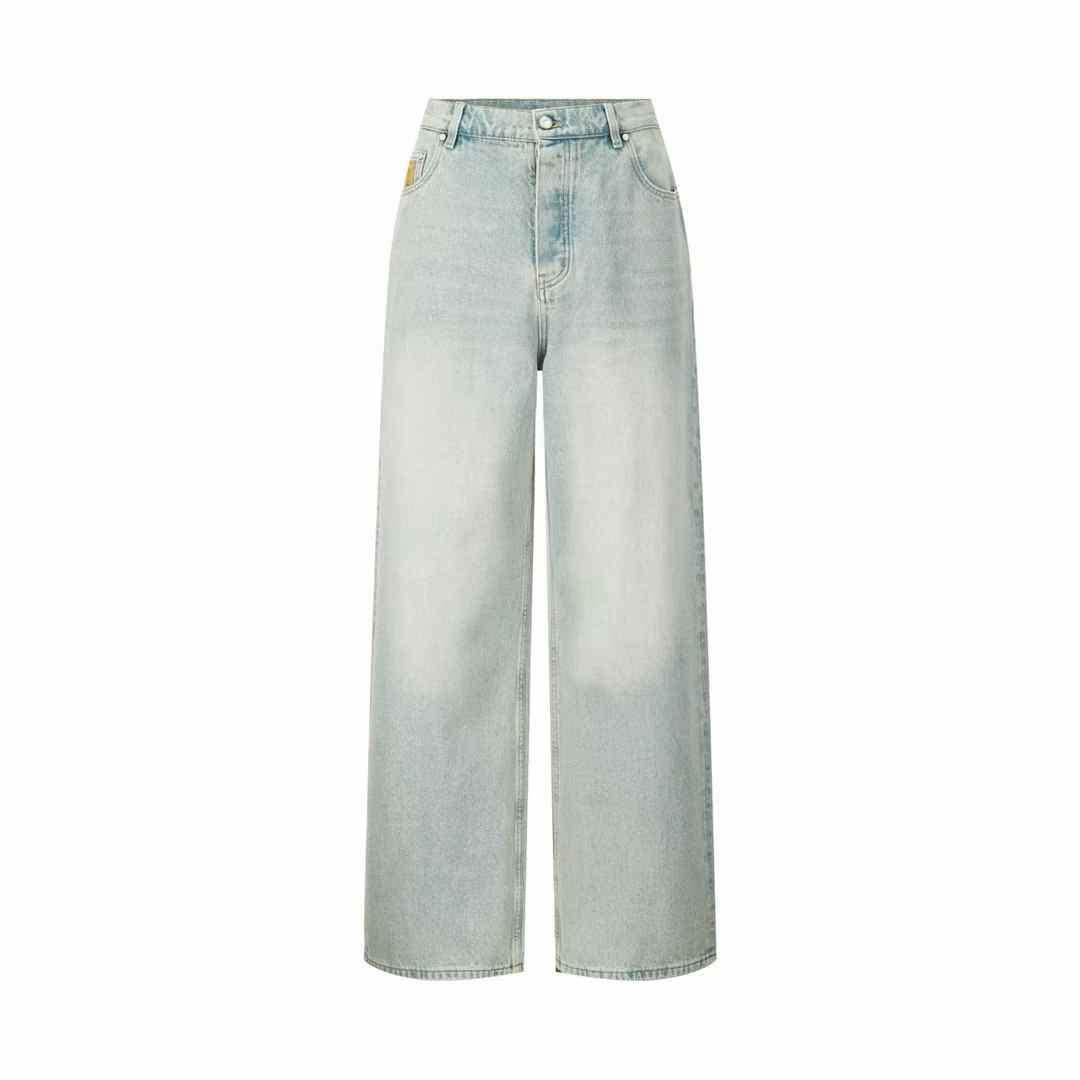 lv light blue wash wide-leg denim jeans