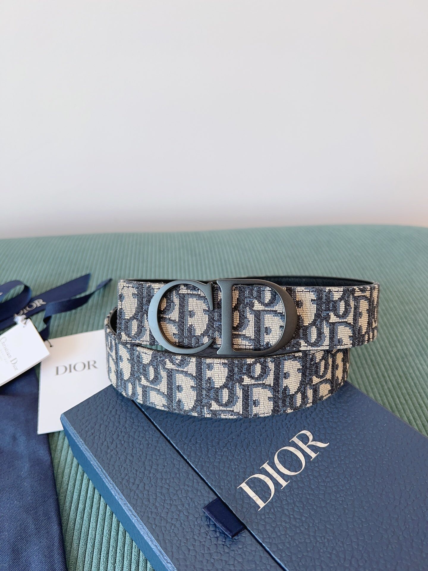 Christian Dior Oblique Canvas belt with a CD buckle