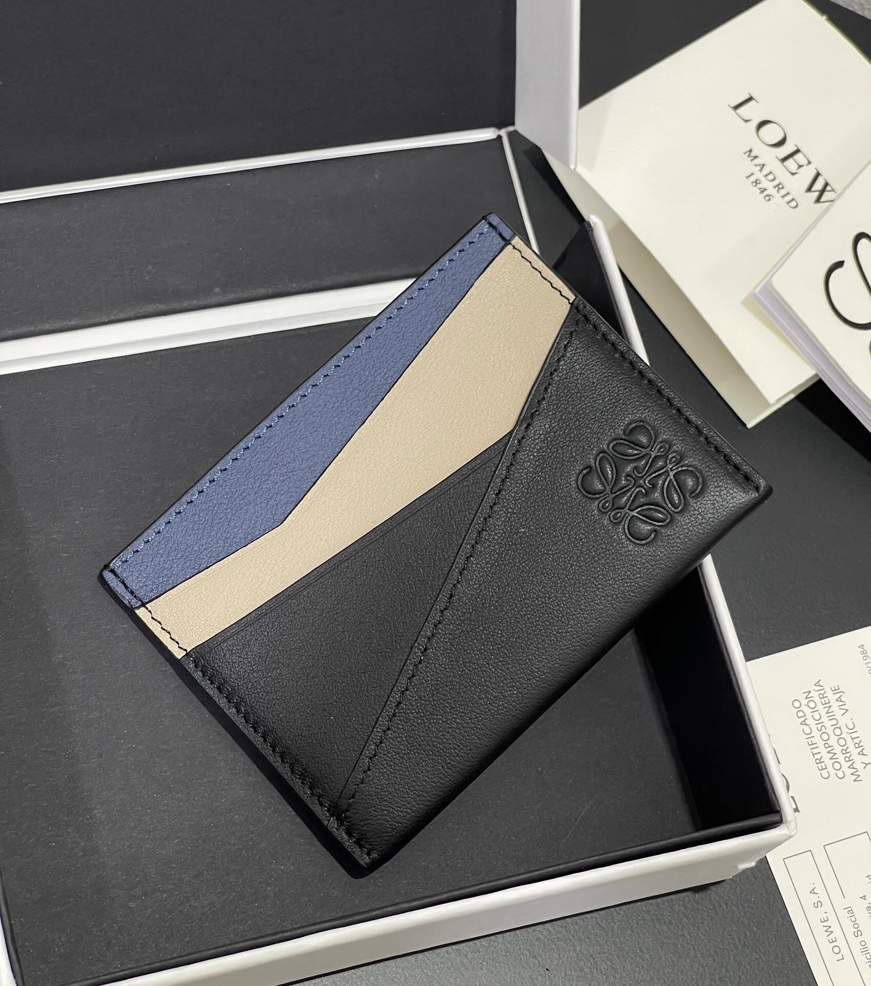 Loewe Puzzle Colour-block Full-grain Leather Cardholder