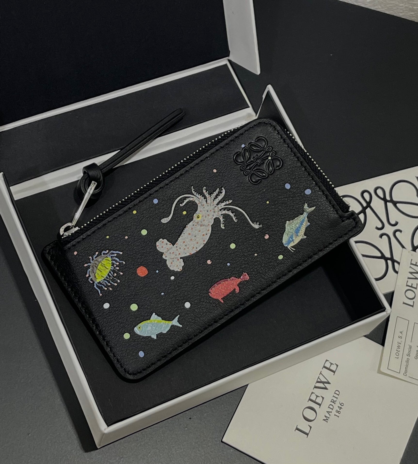 Loewe x Suna Fujita Deep Sea Coin Cardholder black nappa calfskin