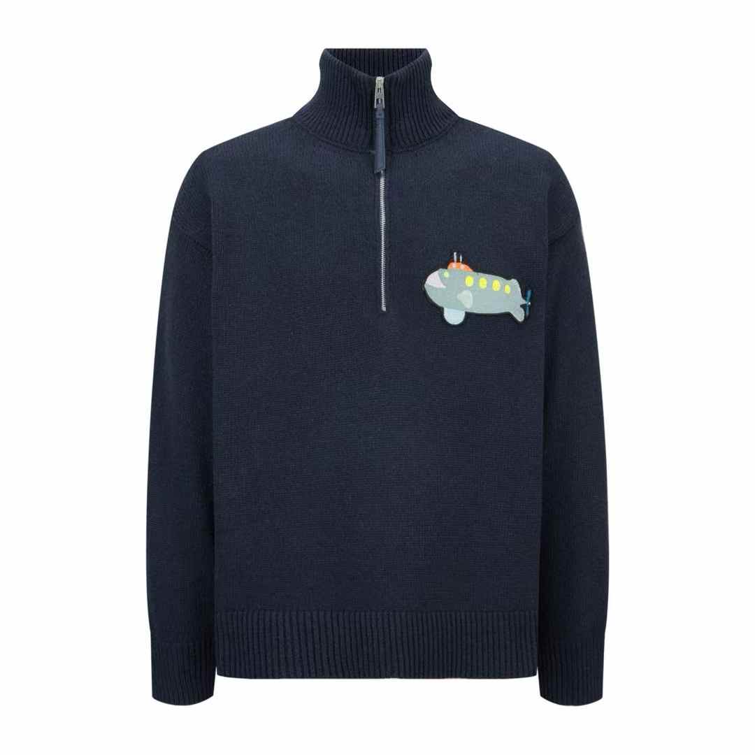 Loewe x Suna Fujita Submarine half-zip sweater in dark blue