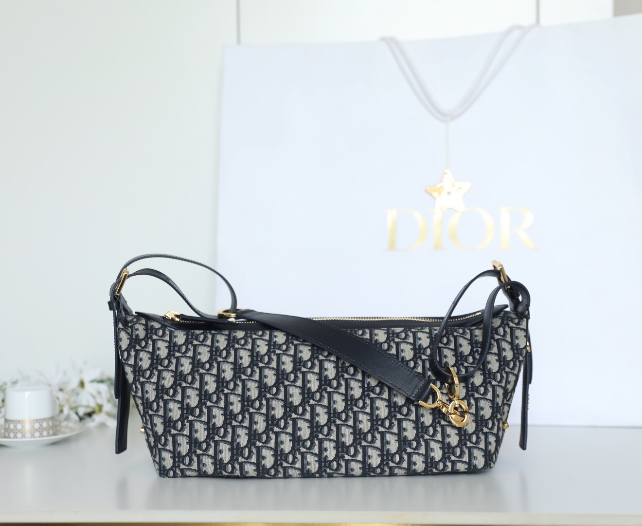 Dior D-Journey bag in blue Dior Oblique jacquard canvas