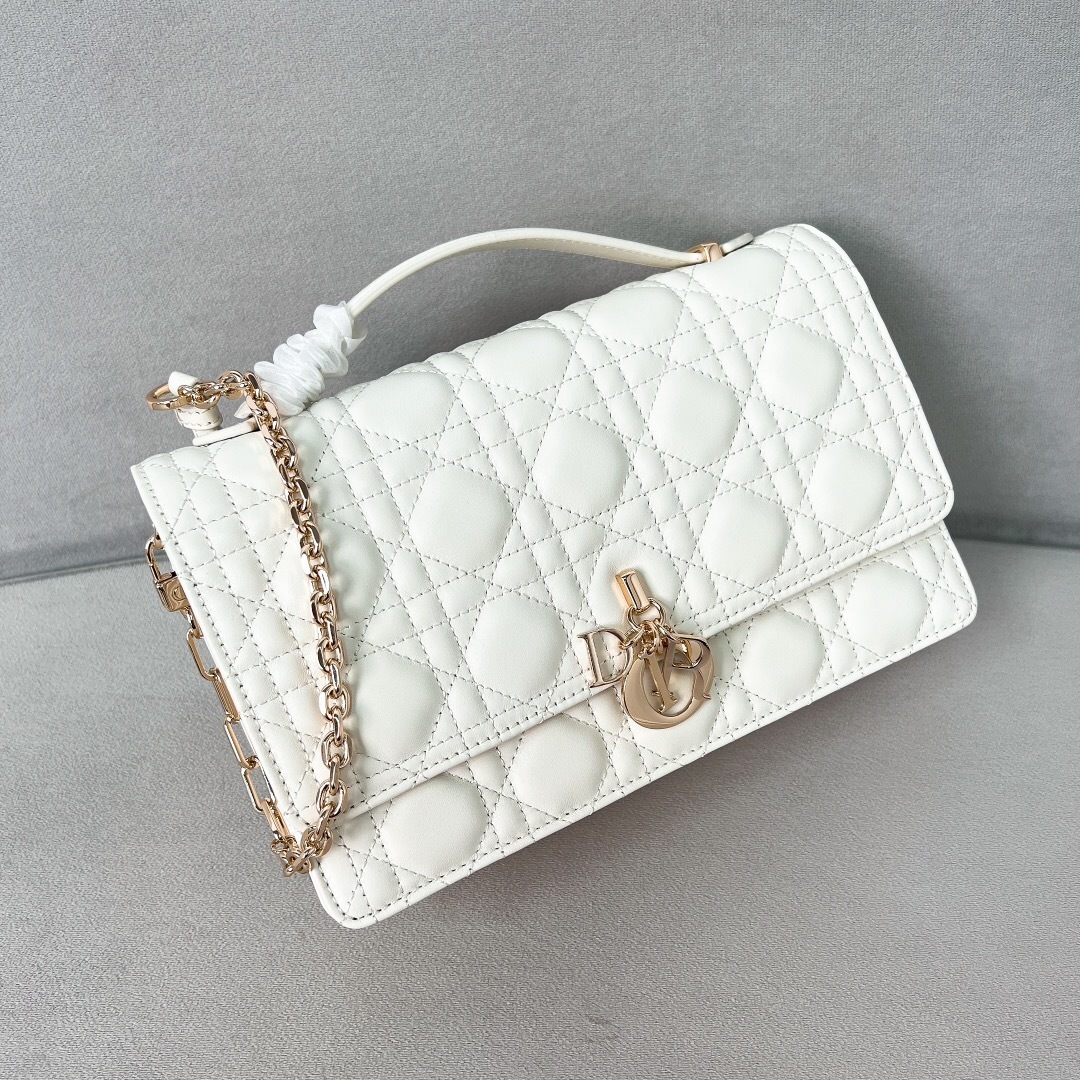 Dior My Dior bag in white cannage lambskin.