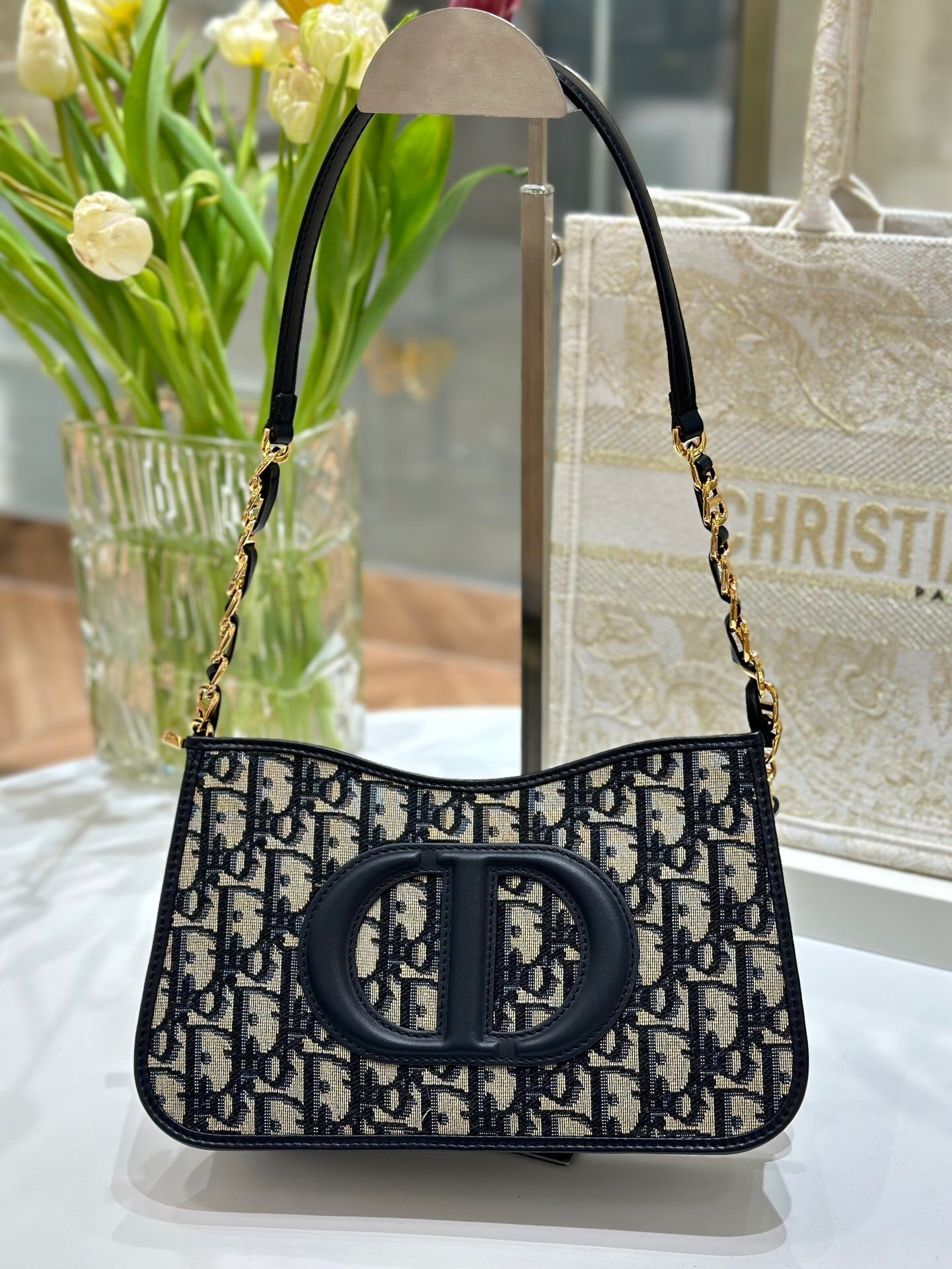 Dior CD Signature Hobo Mini Bag in blue Dior Oblique jacquard