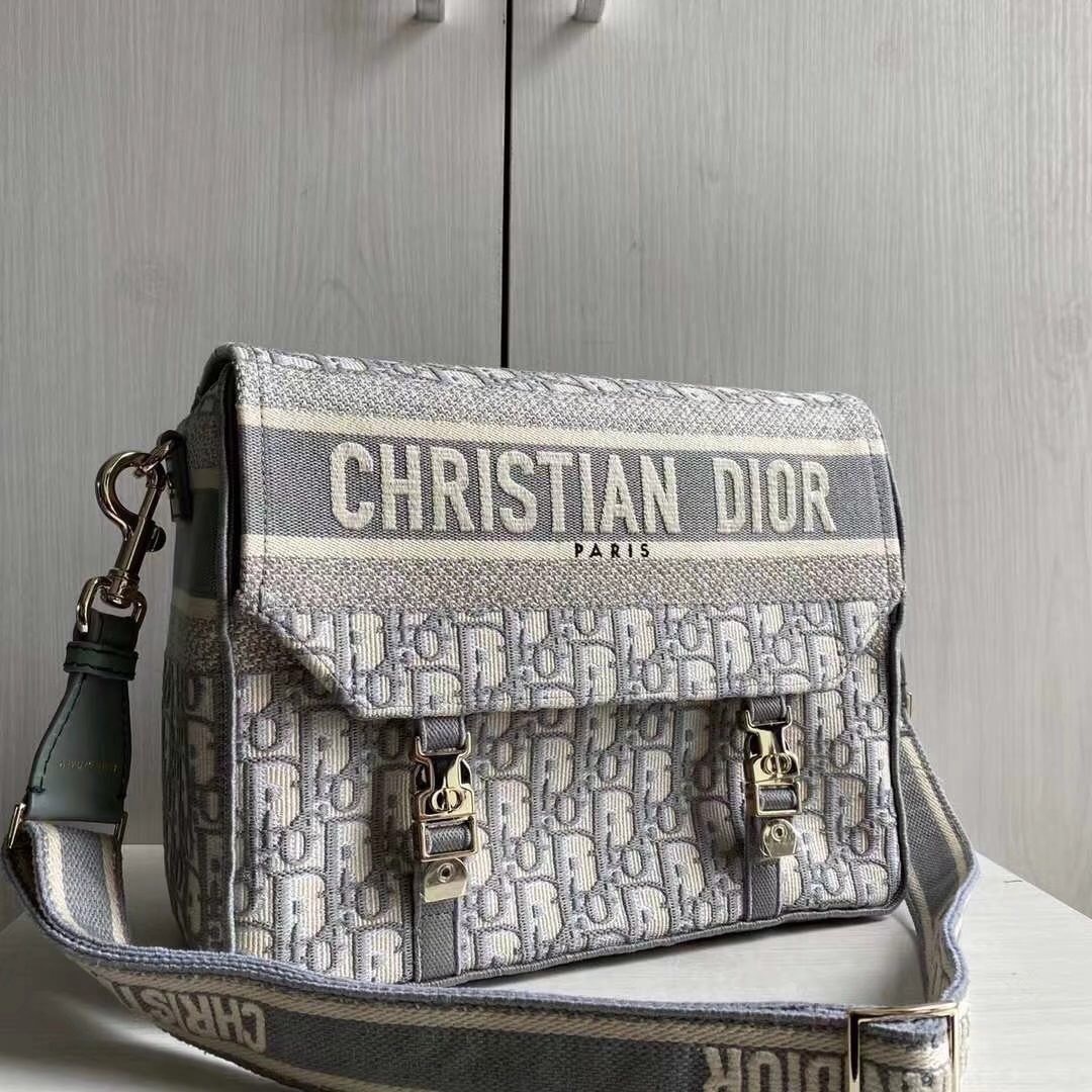 Dior Small Diorcamp Bag in blue Dior Oblique embroidery