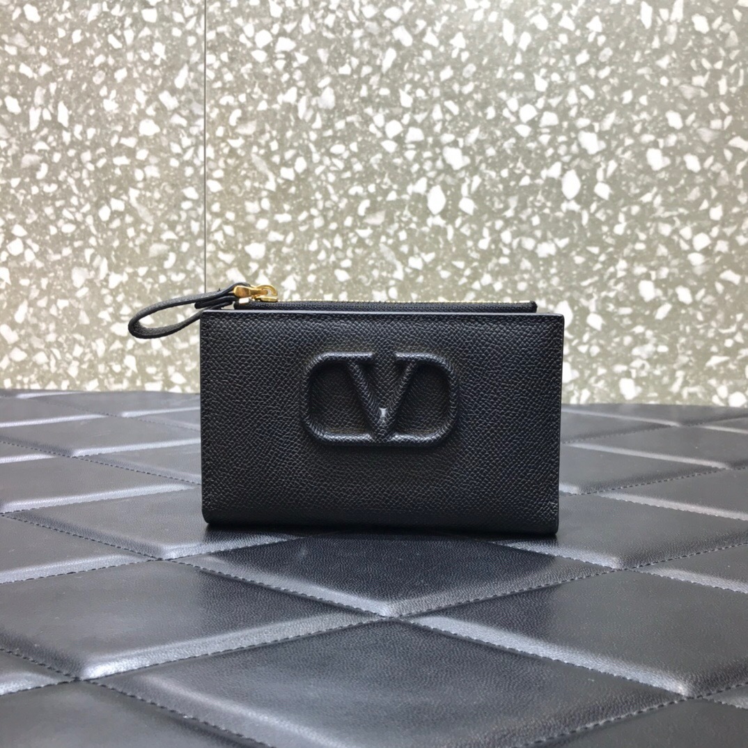 Valentino V-LOGO Signature Zipper Card Bag Zero Wallet