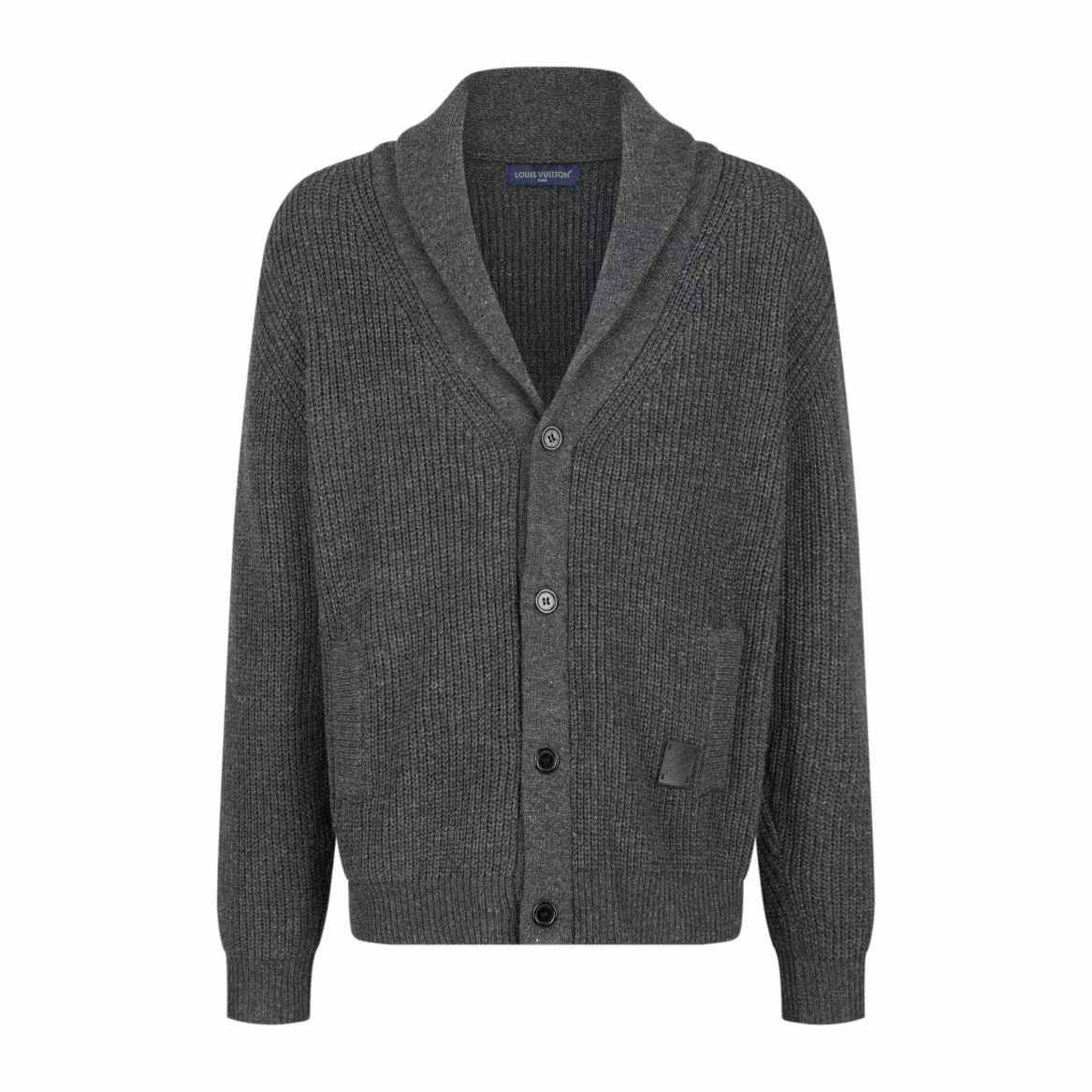 LV Cashmere Blend Shawl Collar Cardigan anthracite