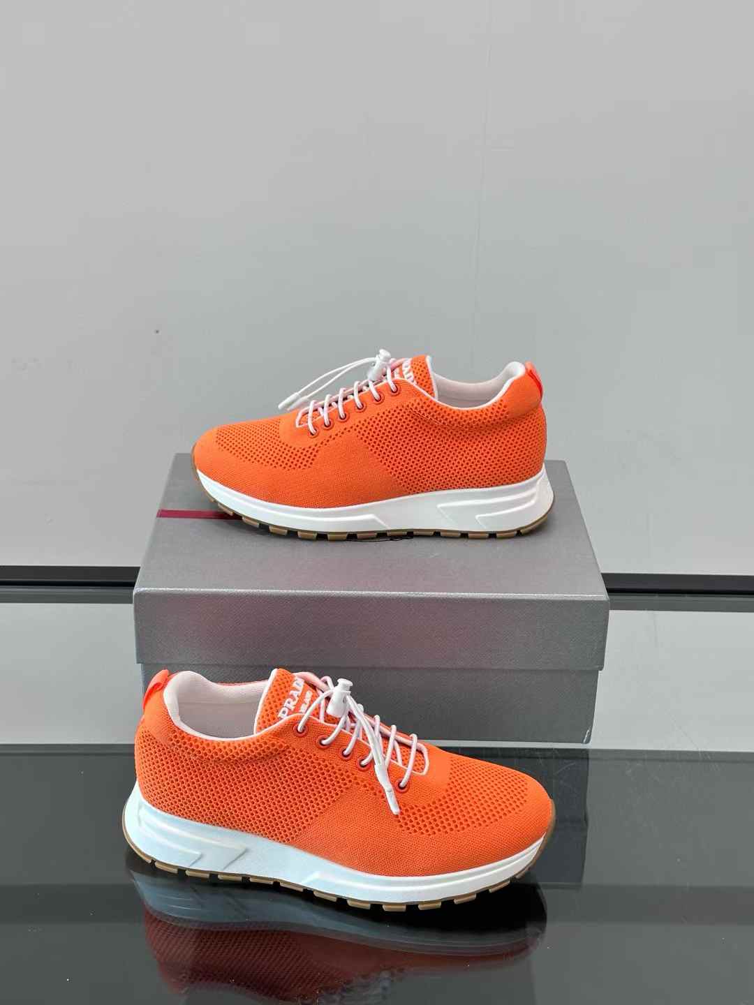 Prada Neon Mesh Lace Low Sneaker