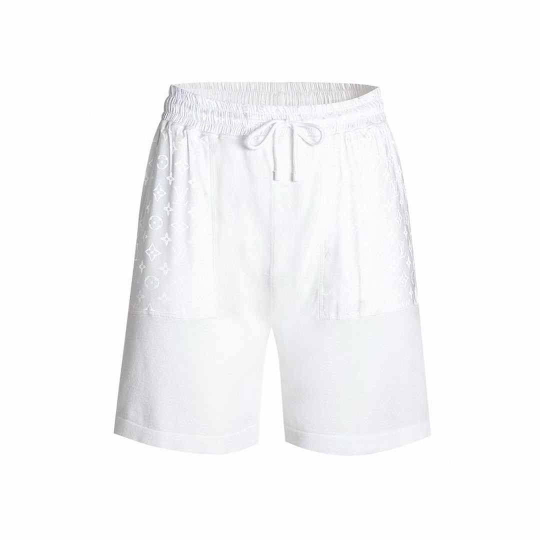 LV Damier Cotton Casual Shorts in white