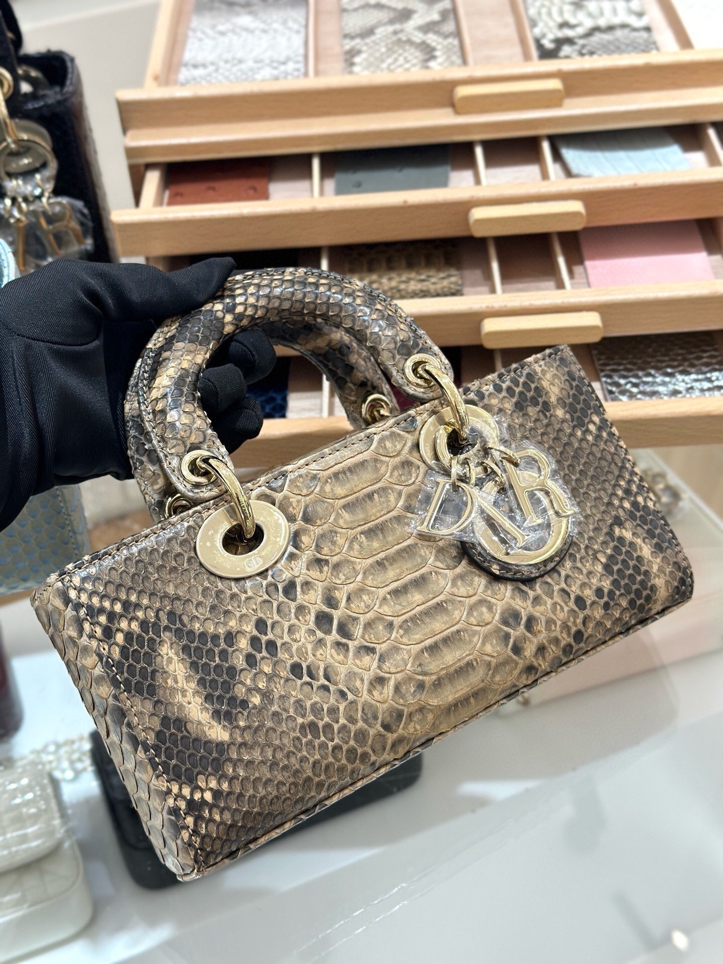 Dior Lady D-Joy bag crafted from python leather horizontal format