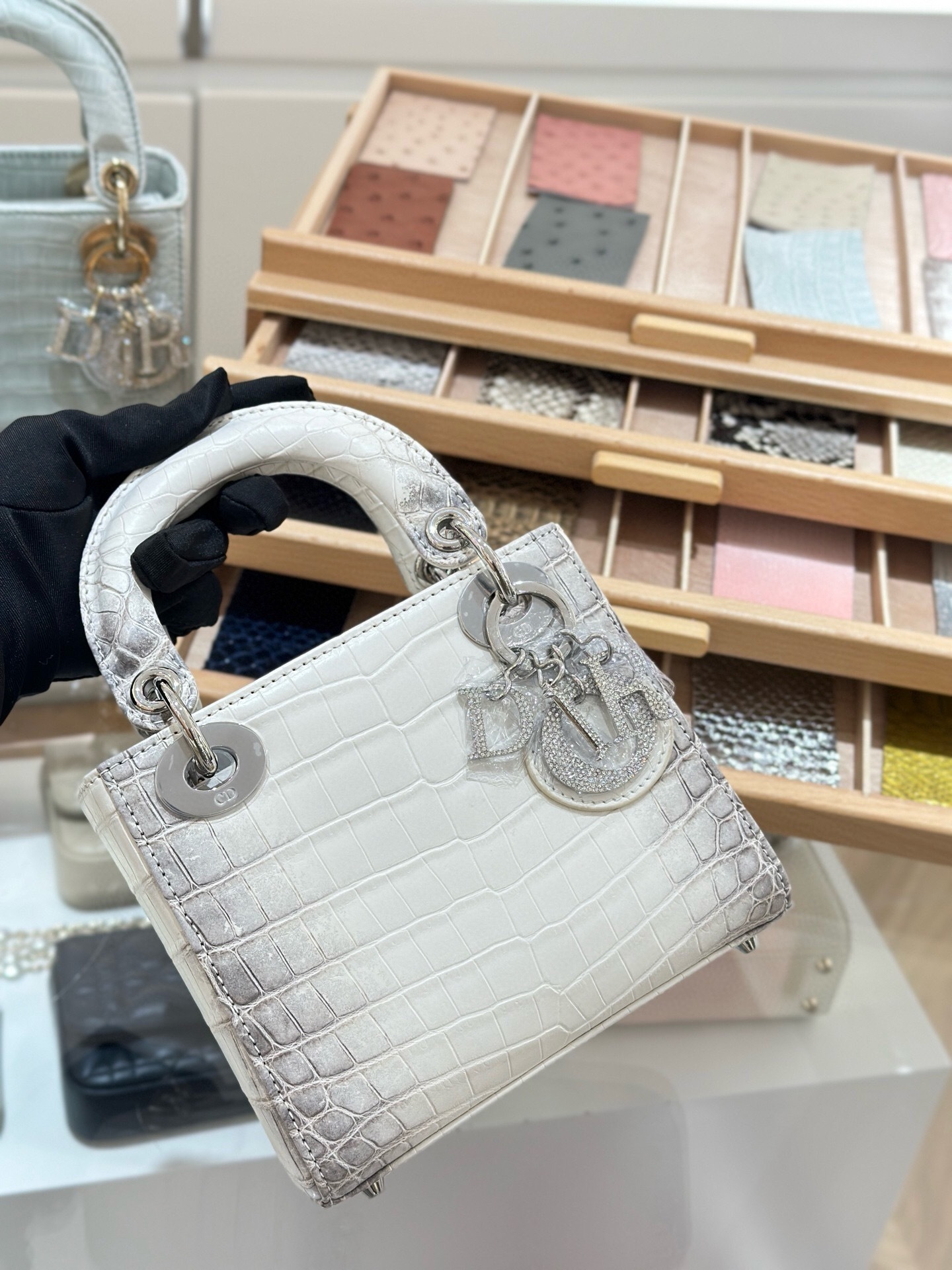 Lady Dior handbag "cannage" stitching with removable shoulder strap