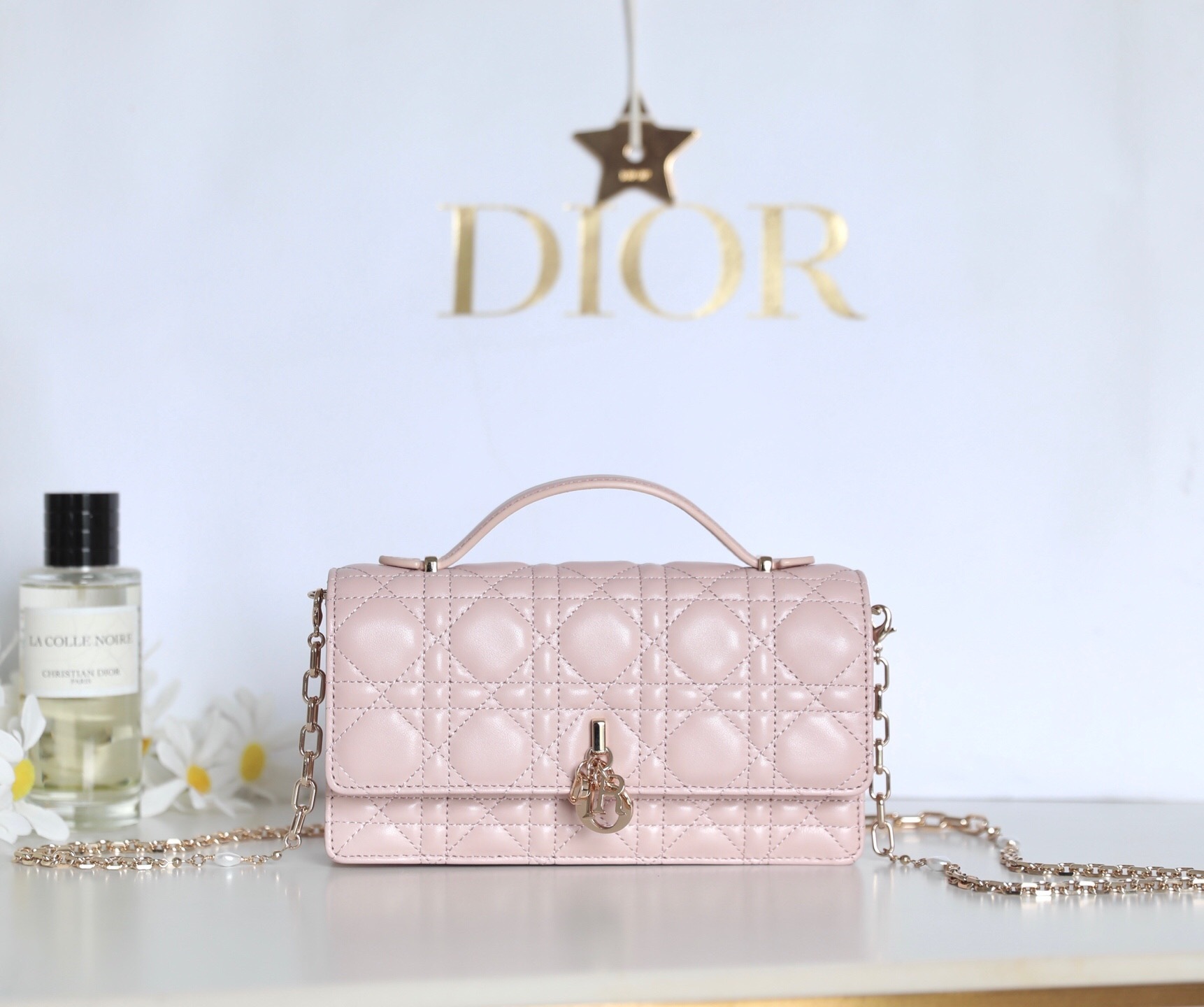Dior My Dior Mini Bag in pale pink Cannage lambskin