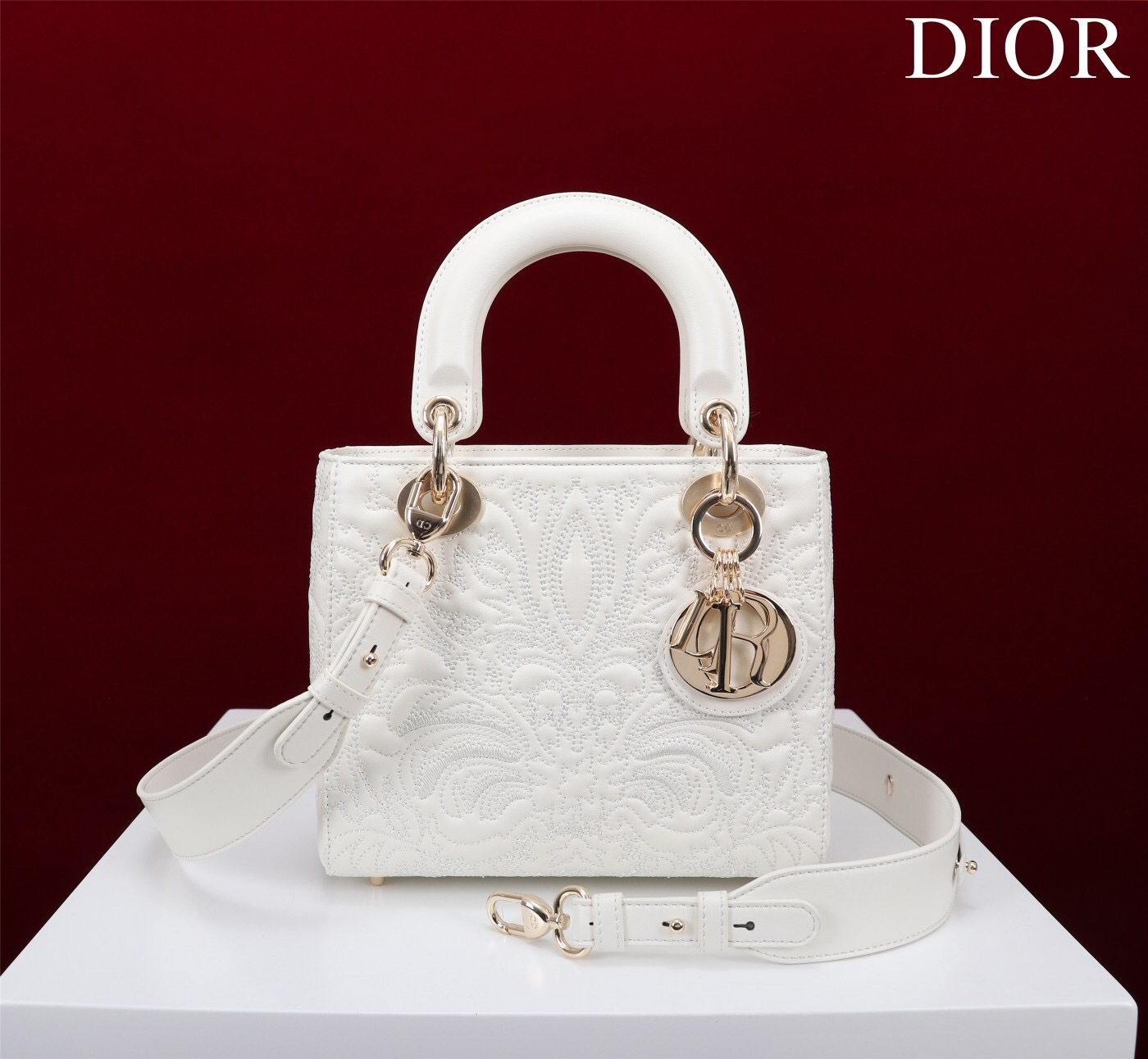Dior Lady Dior handbag white quilted leather