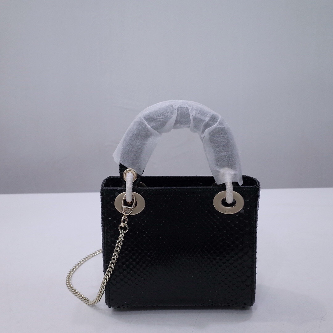 Dior Lady Dior bag in black snakeskin leather