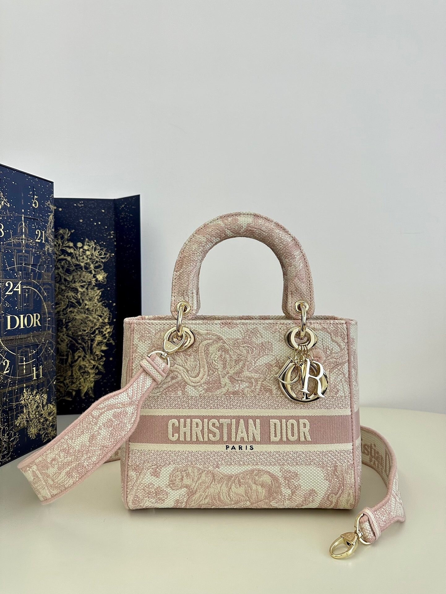 Christian Dior Lady D-Lite bag Embroidered canvas with a Toile de Jouy Sauvage motif