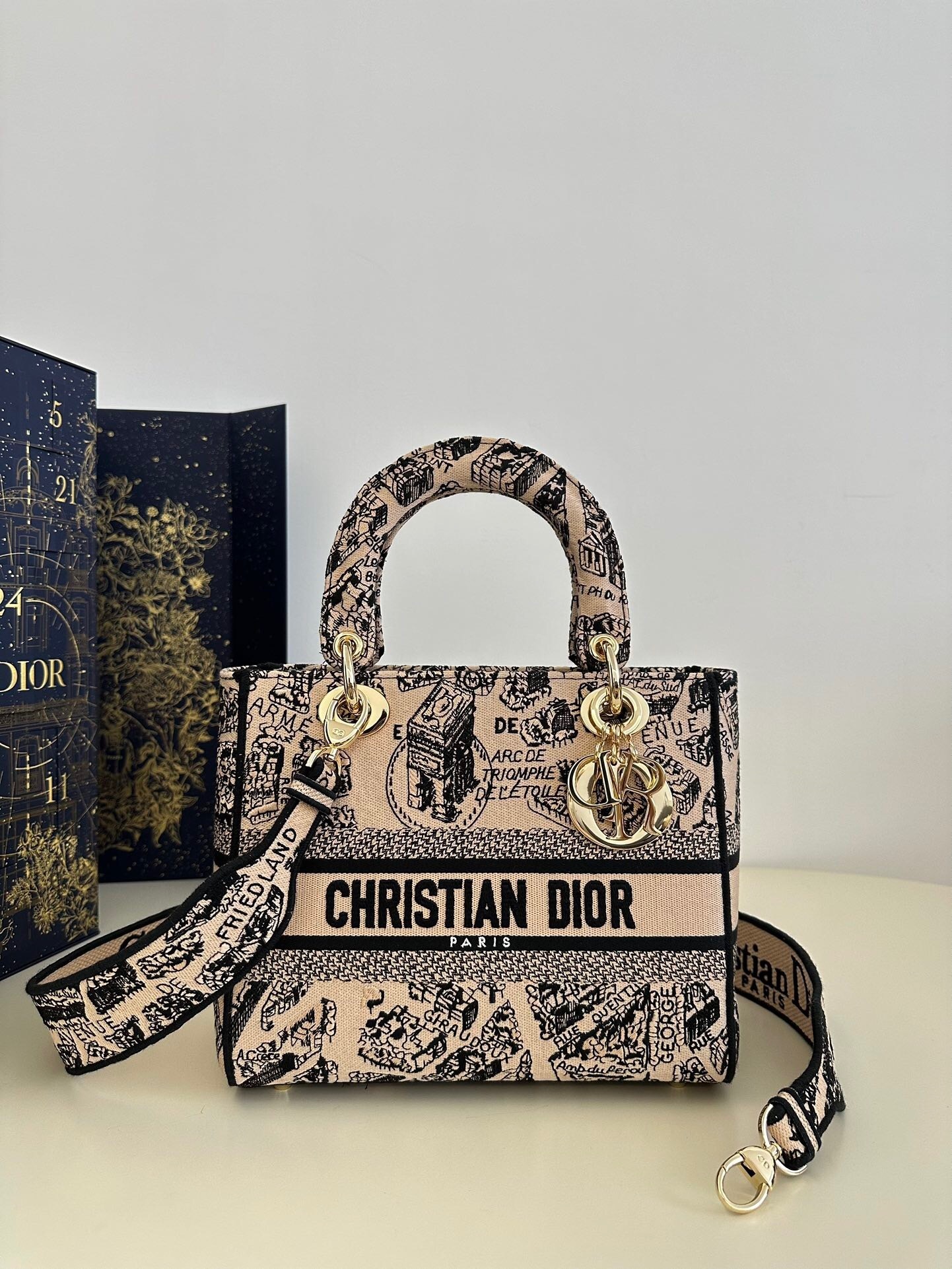 Dior Lady D-Lite bag in a toile de Jouy reverse embroidery