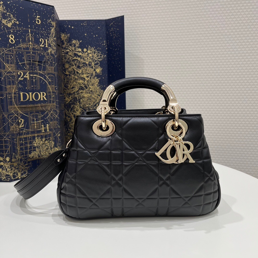 Dior Lady 95.22 Small Bag in black leather