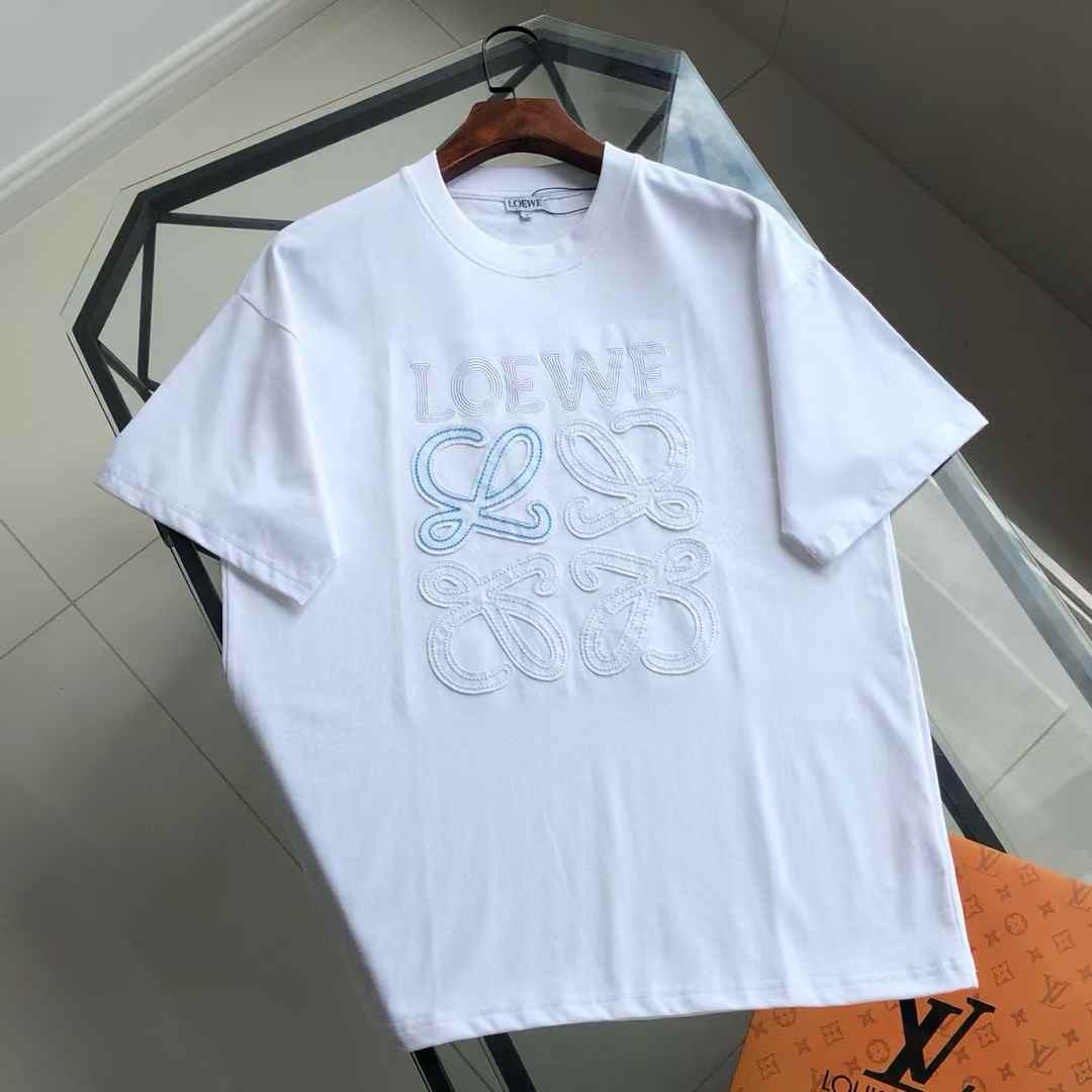 Loewe Anagram embroidered cotton t-shirt in white