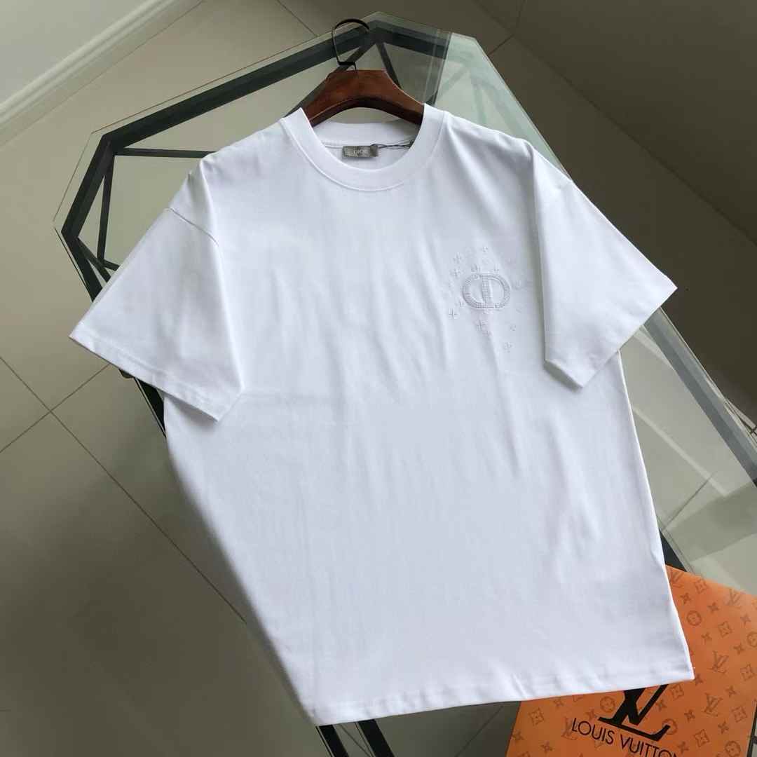 Dior CD Icon T-shirt in white cotton jersey with a tonal CD Icon embroidery on the chest