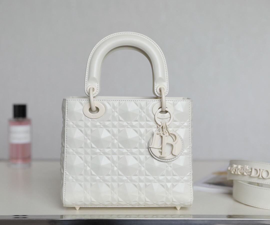 Dior Lady Dior handbag Lambskin with Cannage stitching white