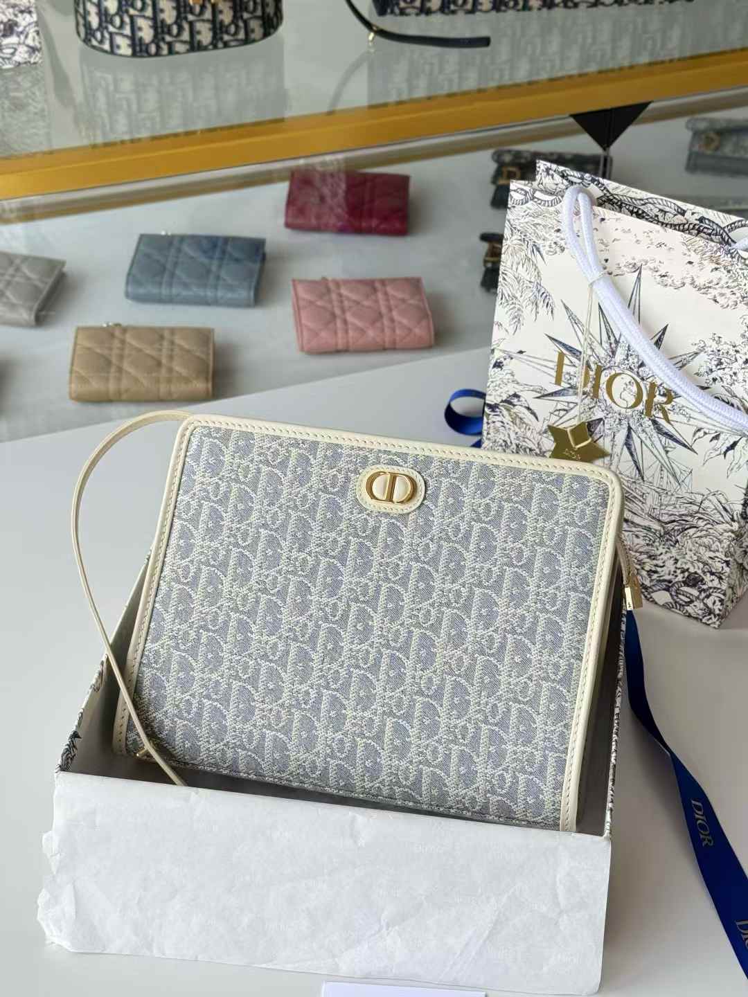 Dior 30 Montaigne Dea Pouch Oblique jacquard canvas Grey