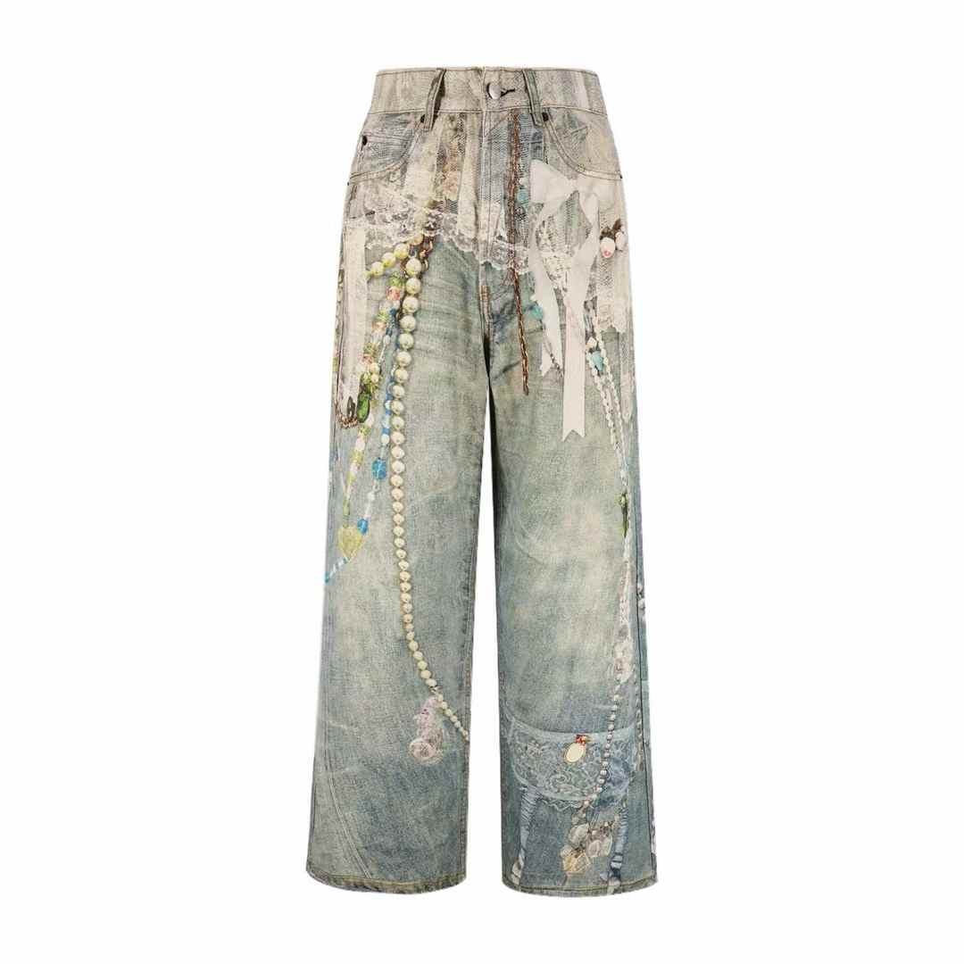 Acne Studios Trompe L'oeil Baggy Jeans with a trompe-l'œil print of a keychain
