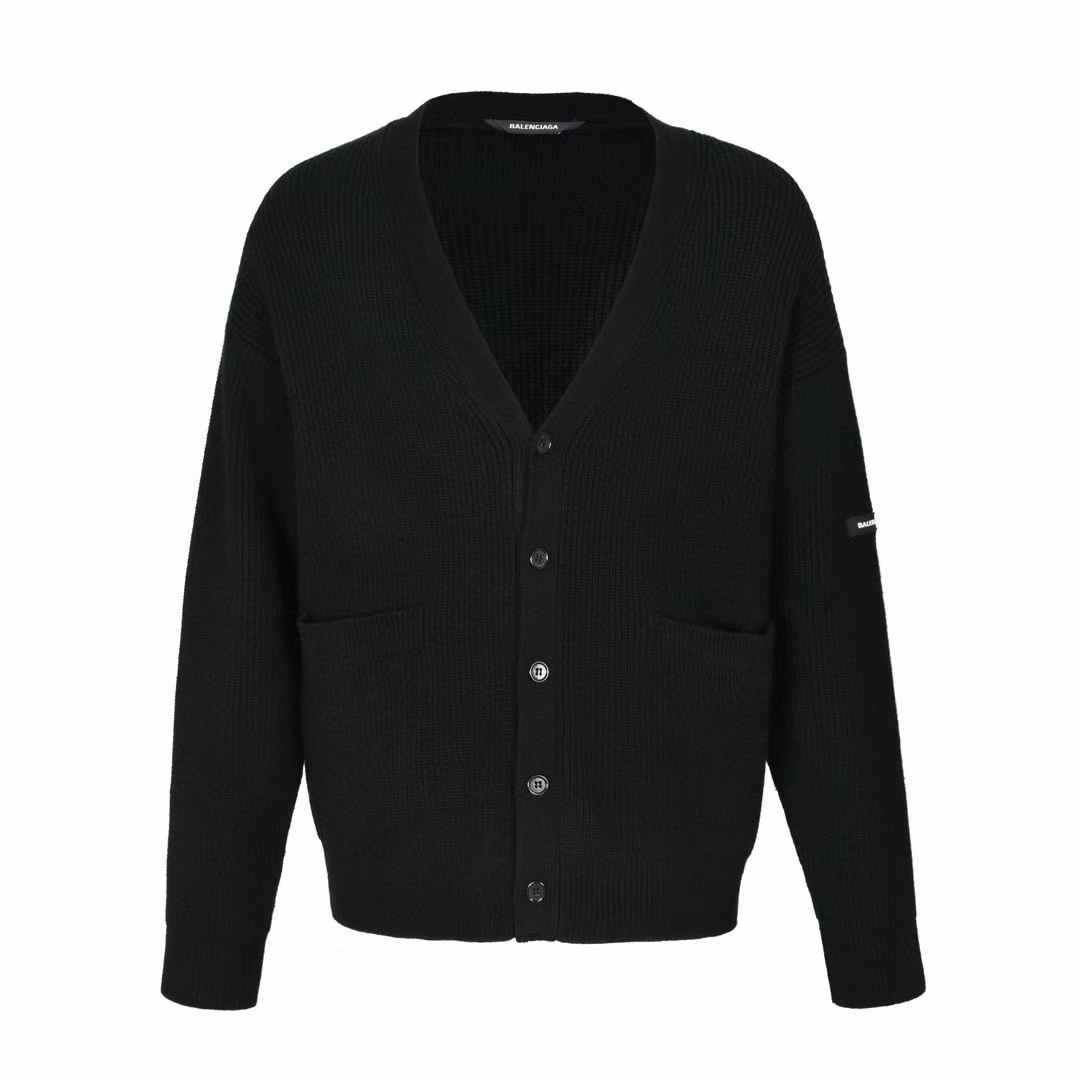Balenciaga Rubberised Logo Cardigan wool black