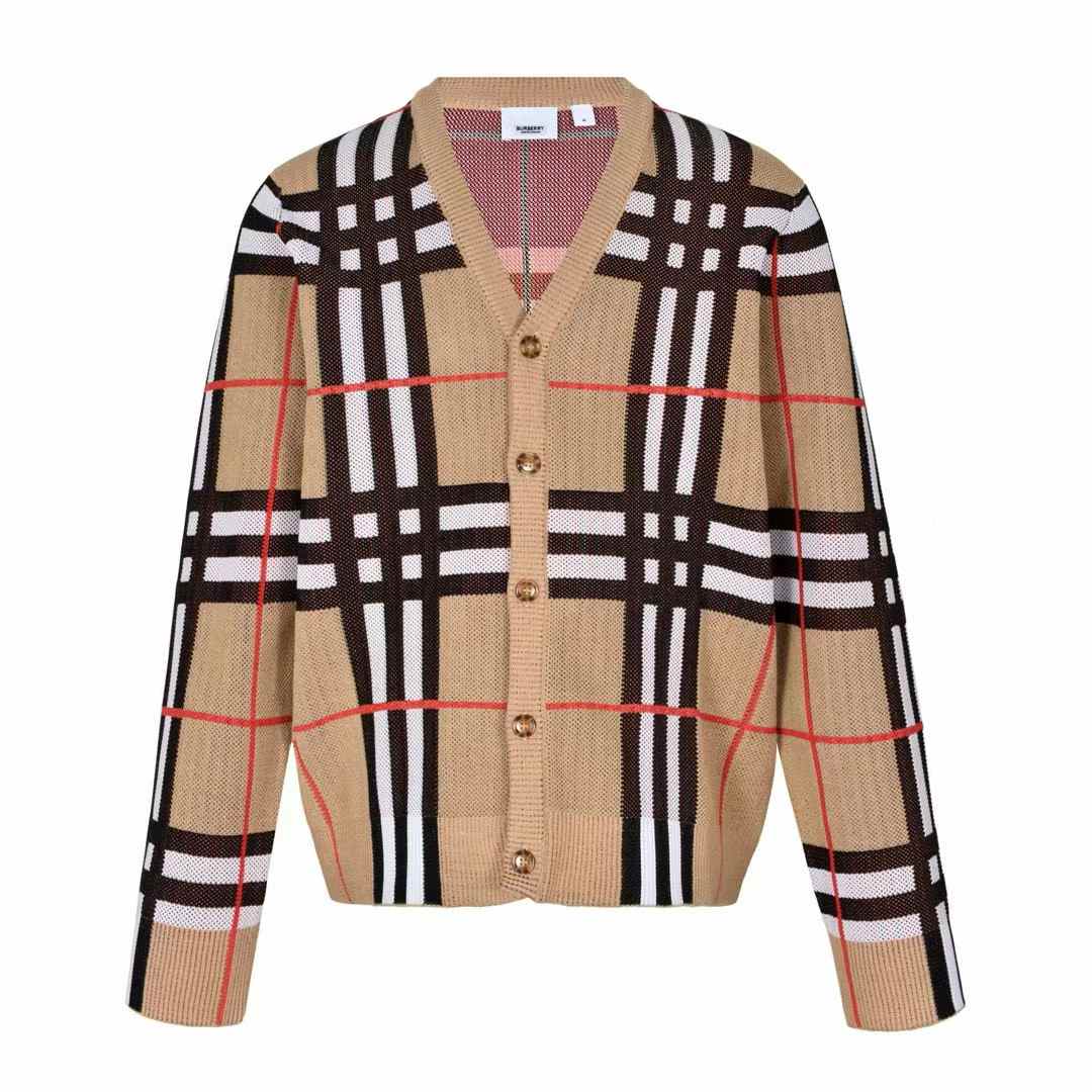 Burberry Check cotton blend cardigan in Archive Beige