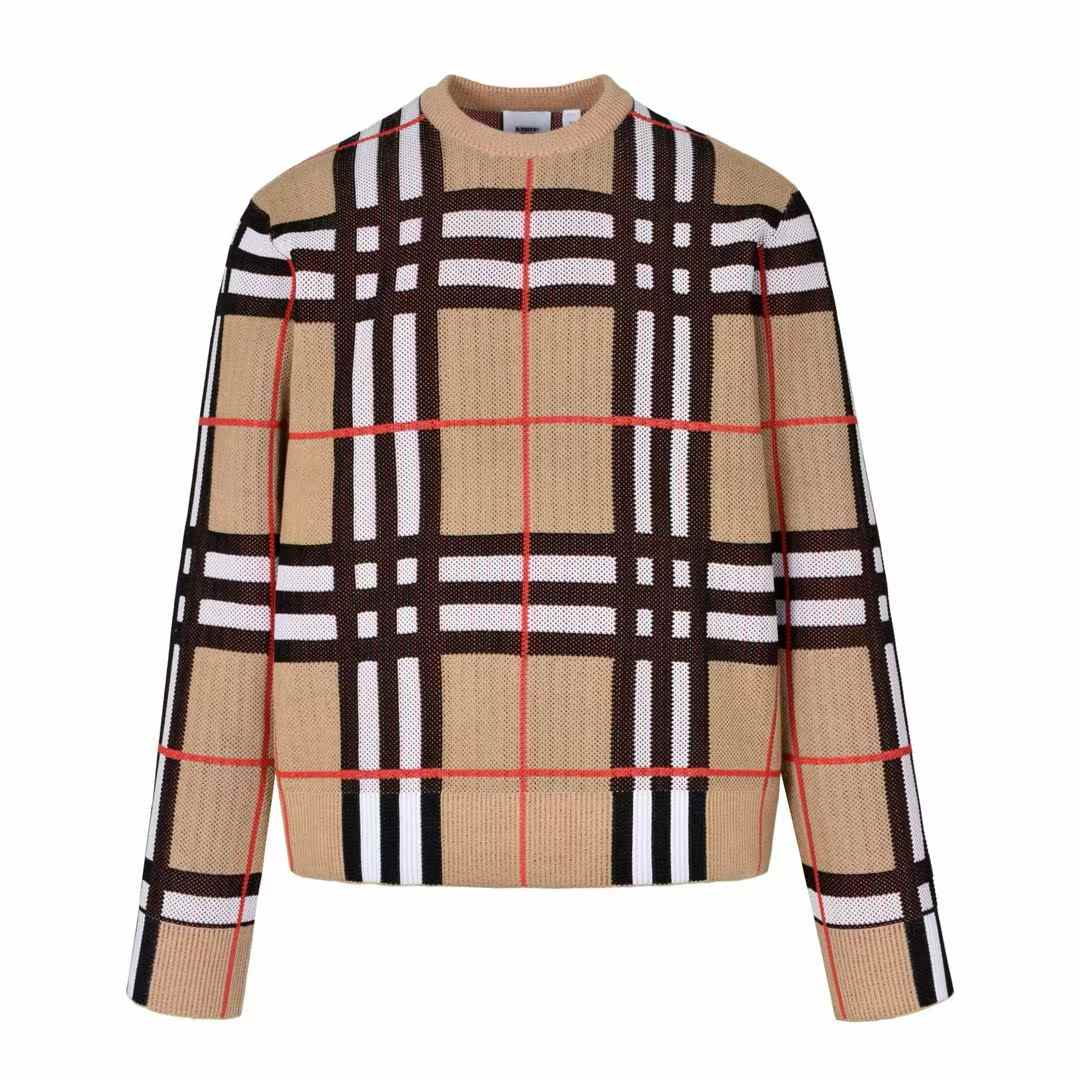 Burberry Check Technical Cotton Sweater in archive beige