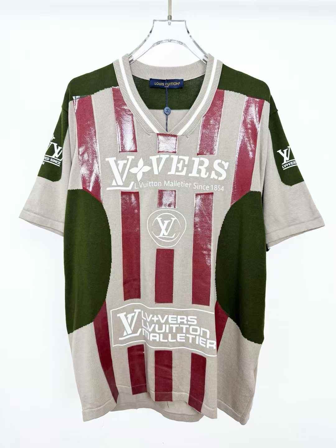 LV Intarsia Short-Sleeved V-Neck Top