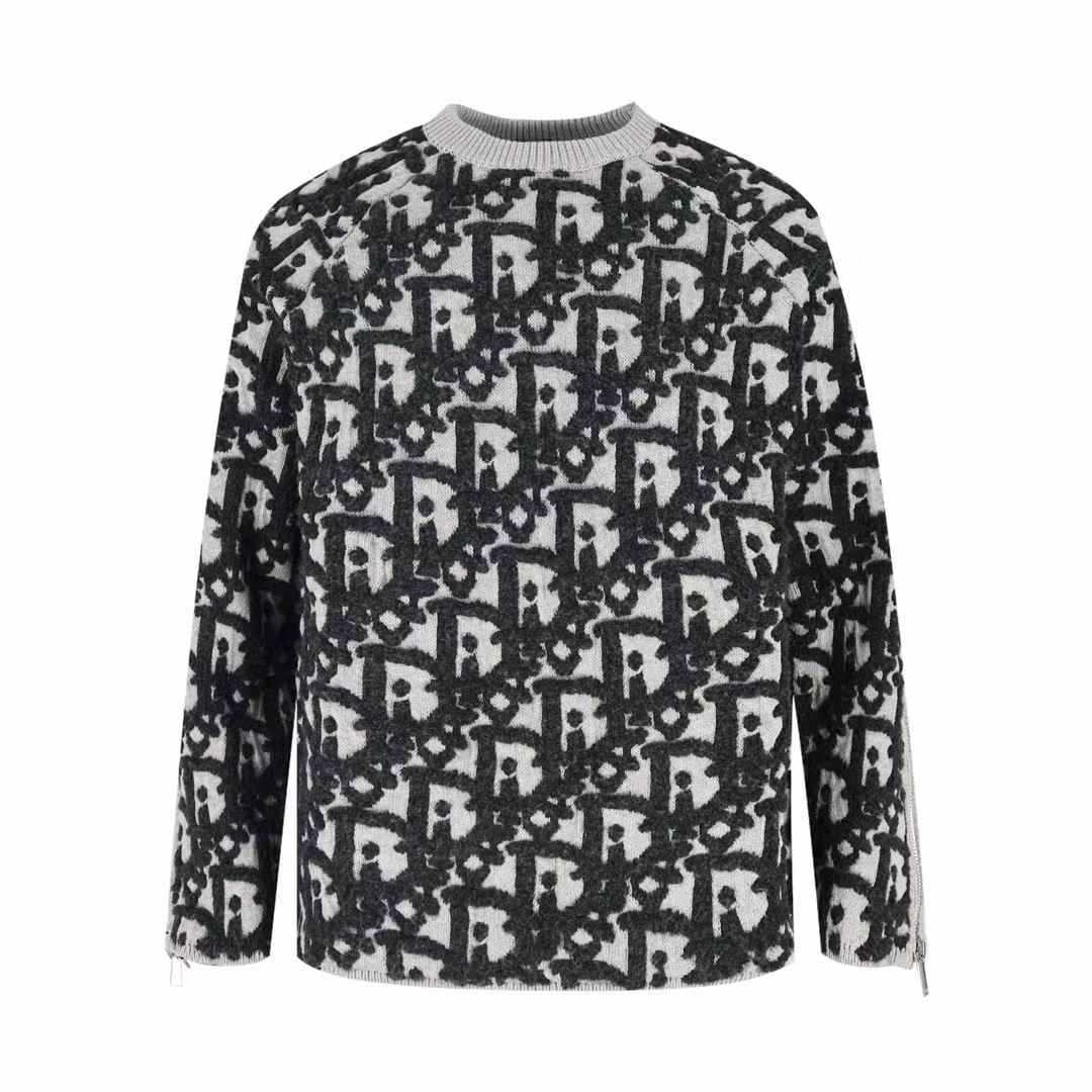 Dior Oblique sweater in gray cotton-blend jacquard