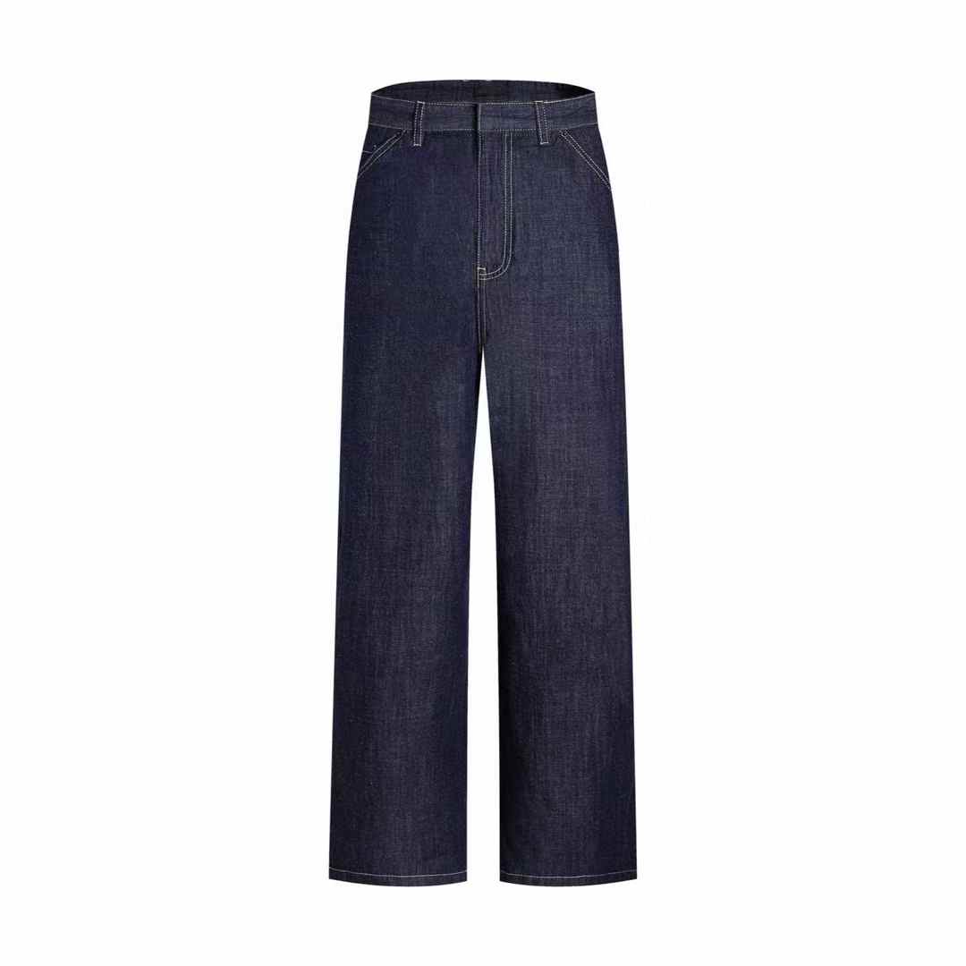 Prada dark blue high-waisted wide-leg denim jeans