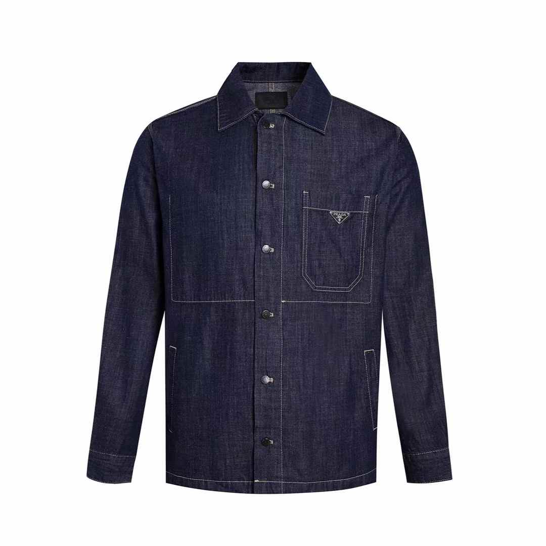 Prada triangle-logo denim overshirt