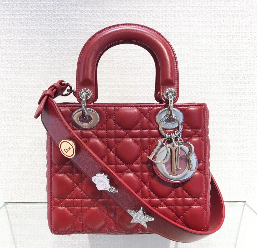 Dior Lady Dior My ABC Handbag Crafted lambskin Cannage quilting cherry red