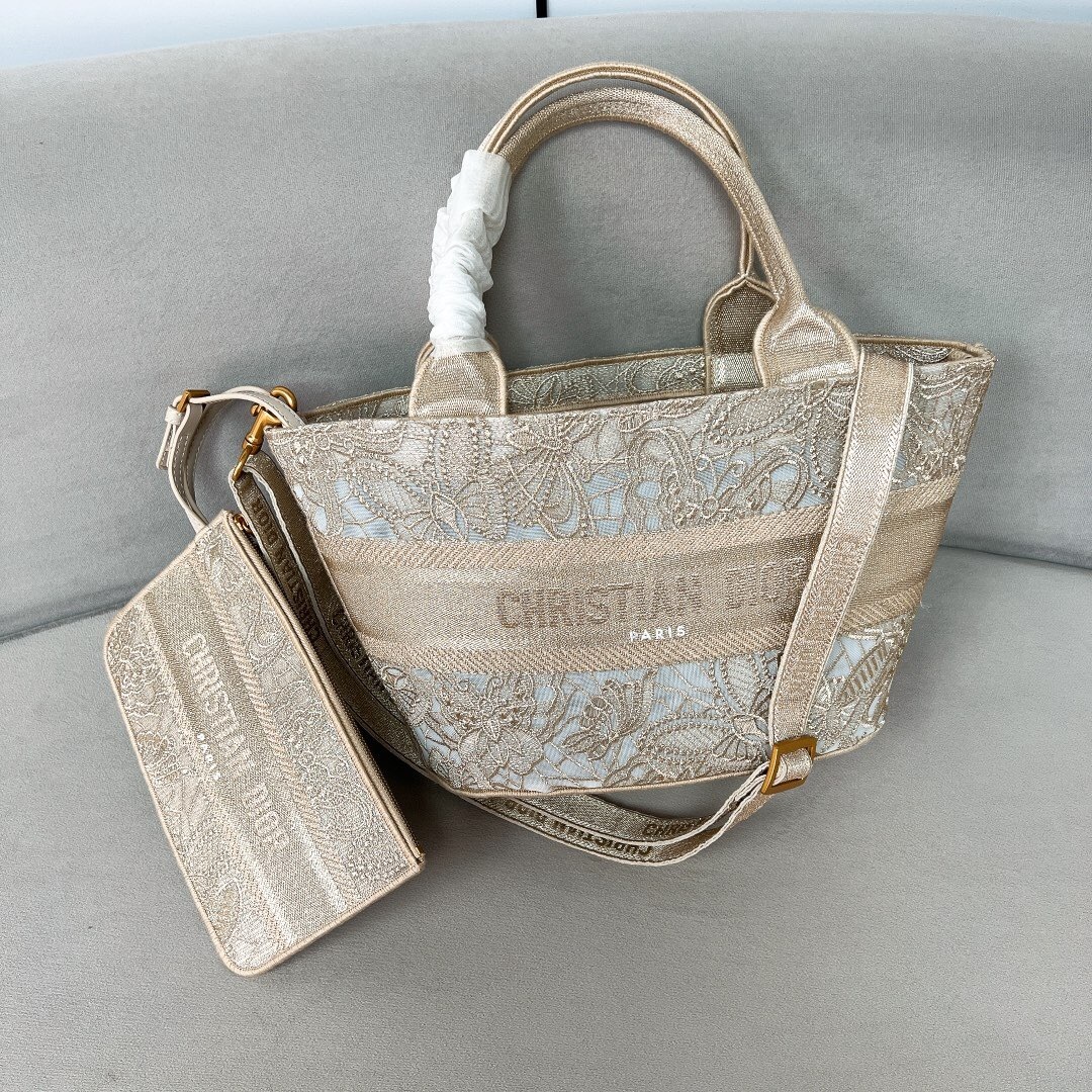 Dior Book Tote bag with ecru and pink Toile de Jouy embroidery