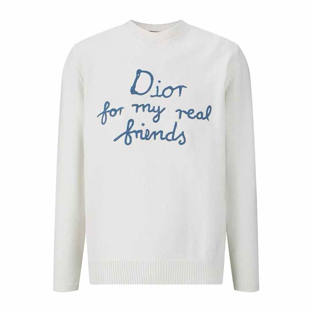 Dior "for my real friends" sweater cotton blend jersey white