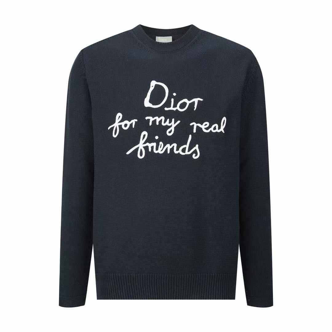 Dior "for my real friends" sweater cotton blend jersey Black