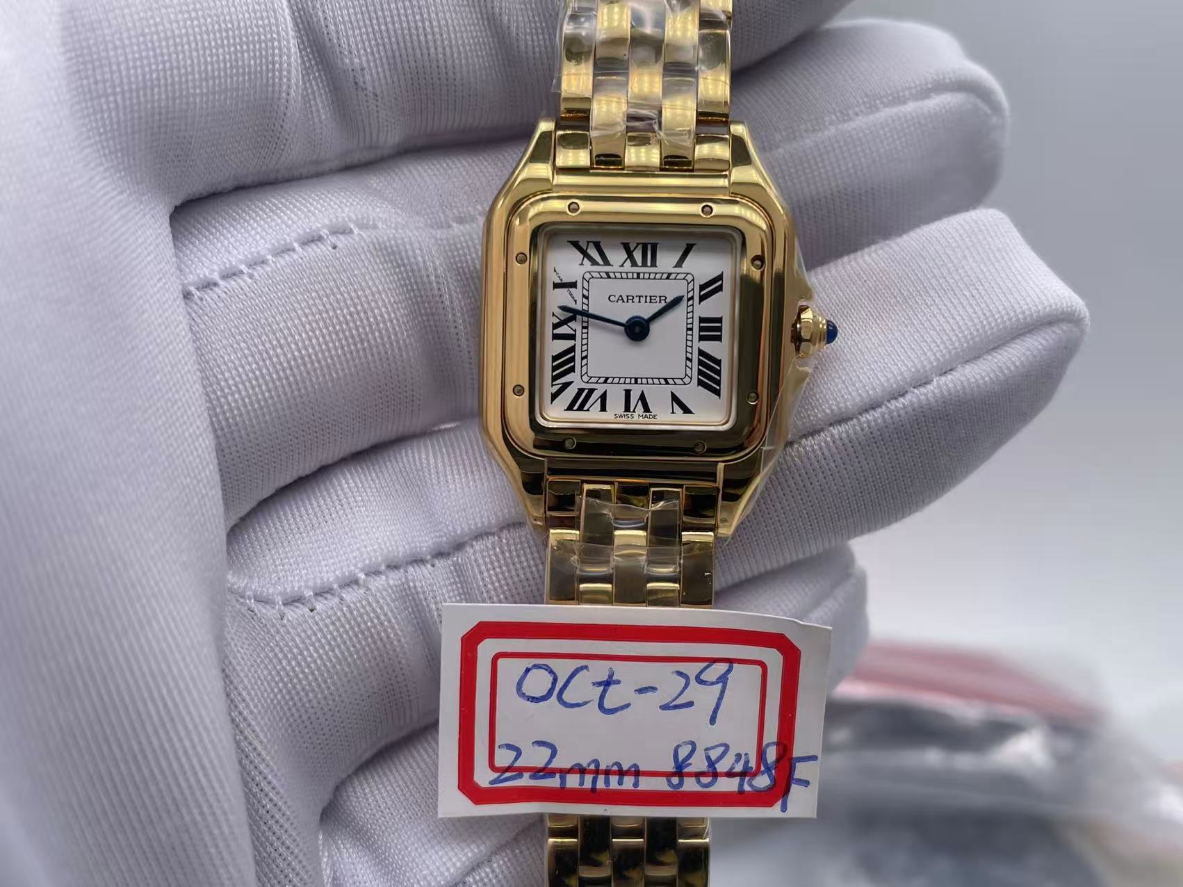 BVF cartier gold SS 22mmx30mm white dial