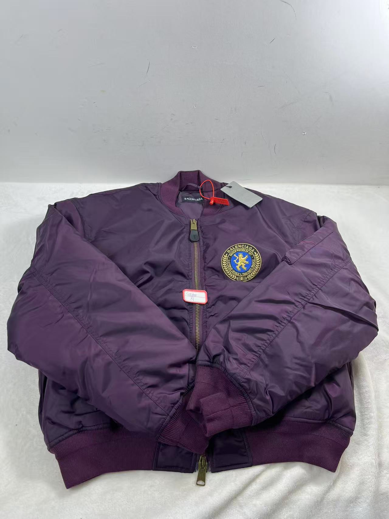 Balenciaga logo-patch bomber jacket