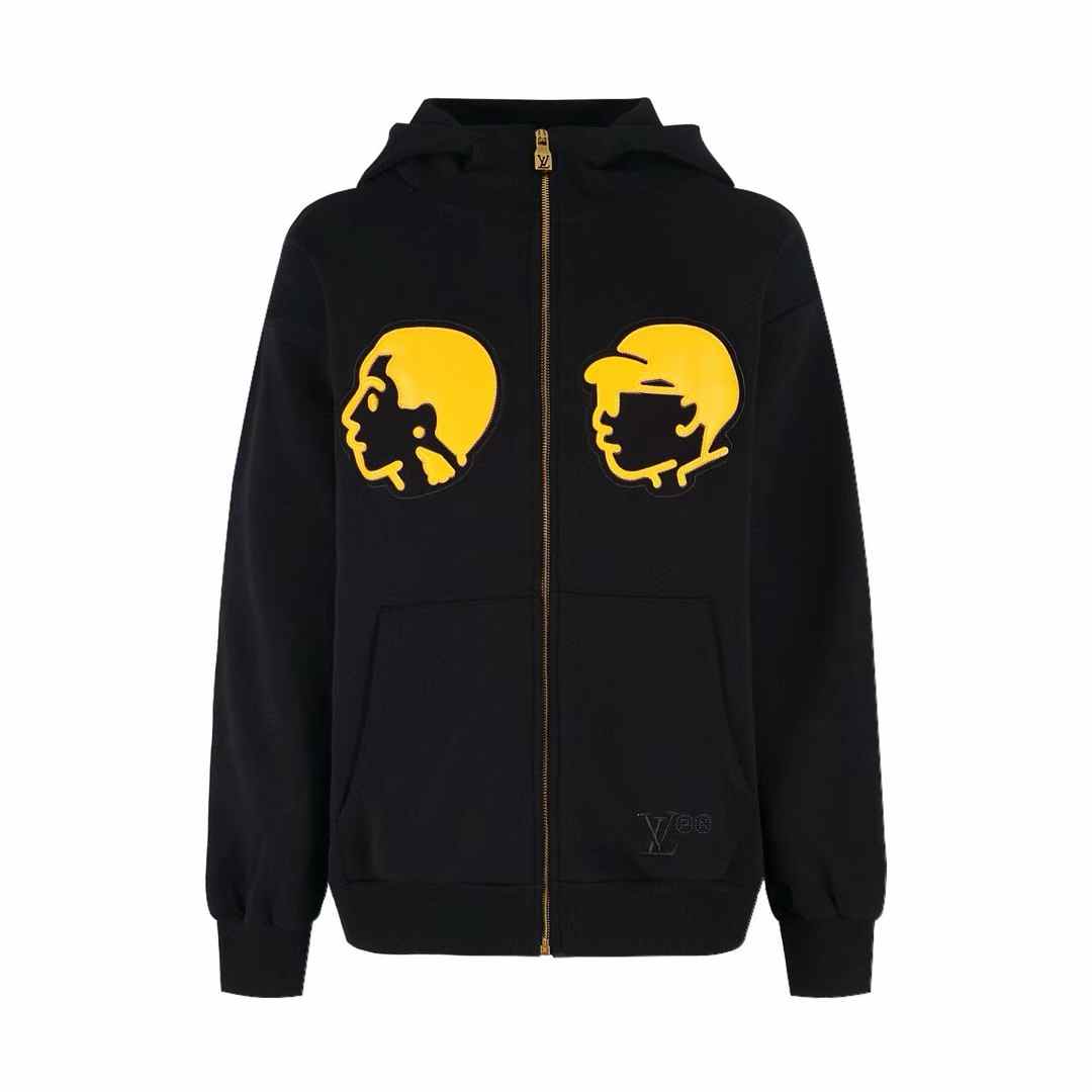 LV zip-up hoodie featuring a collaboration between Pharrell and Nigo Black
