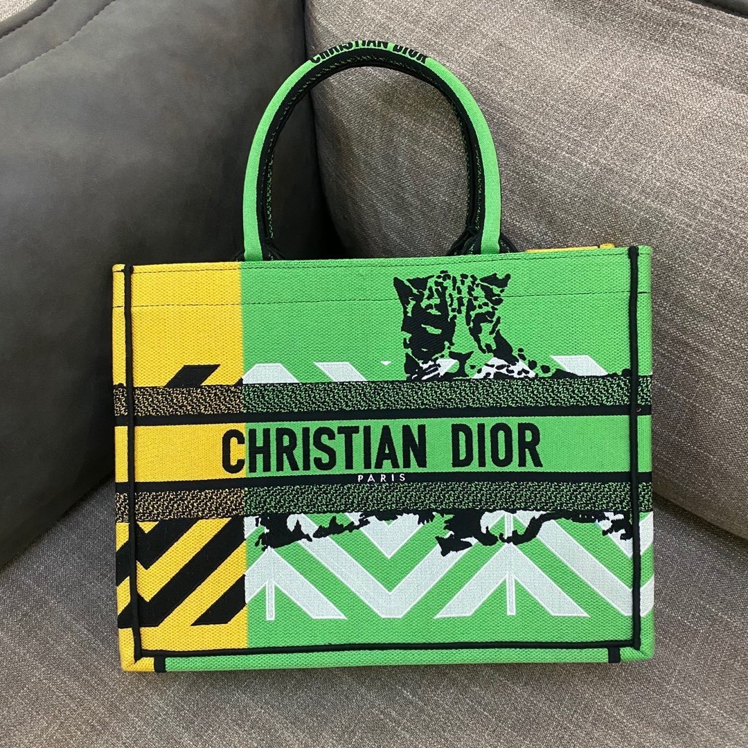 Dior Medium Book Tote in the D-Jungle Pop motif