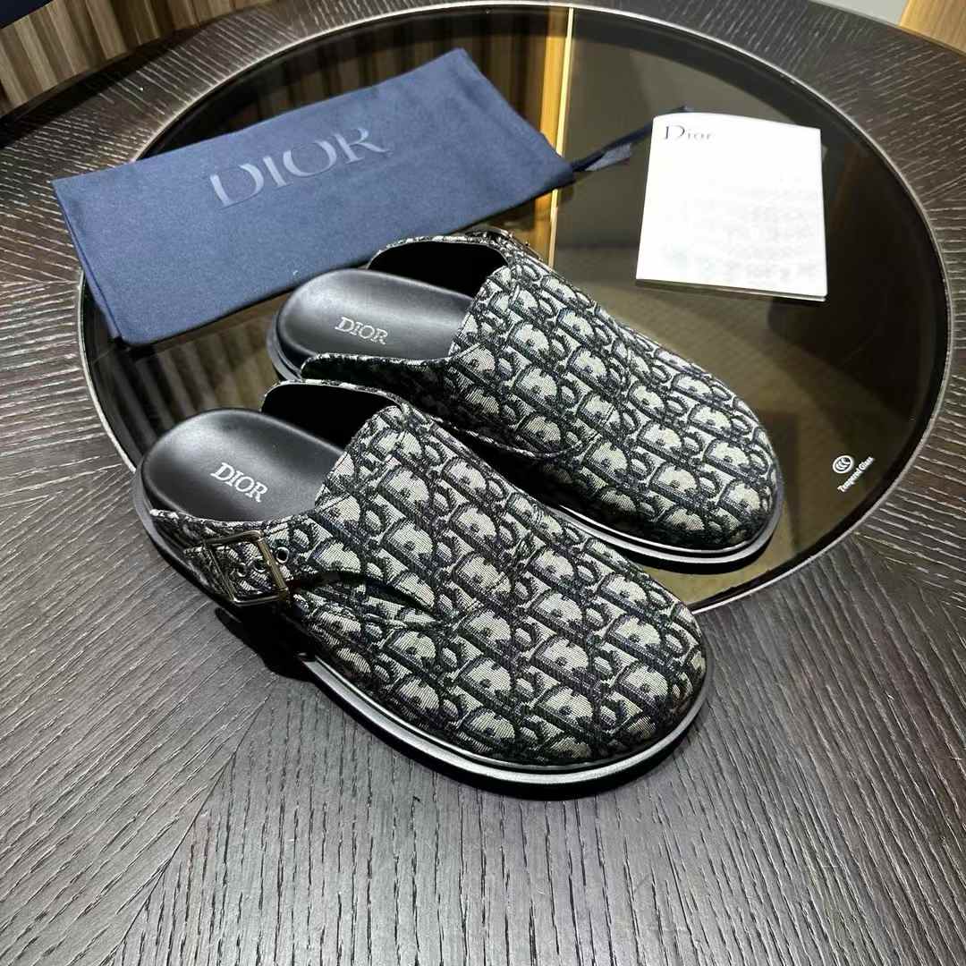 Dior Aqua Mule slides Oblique jacquard canvas Black